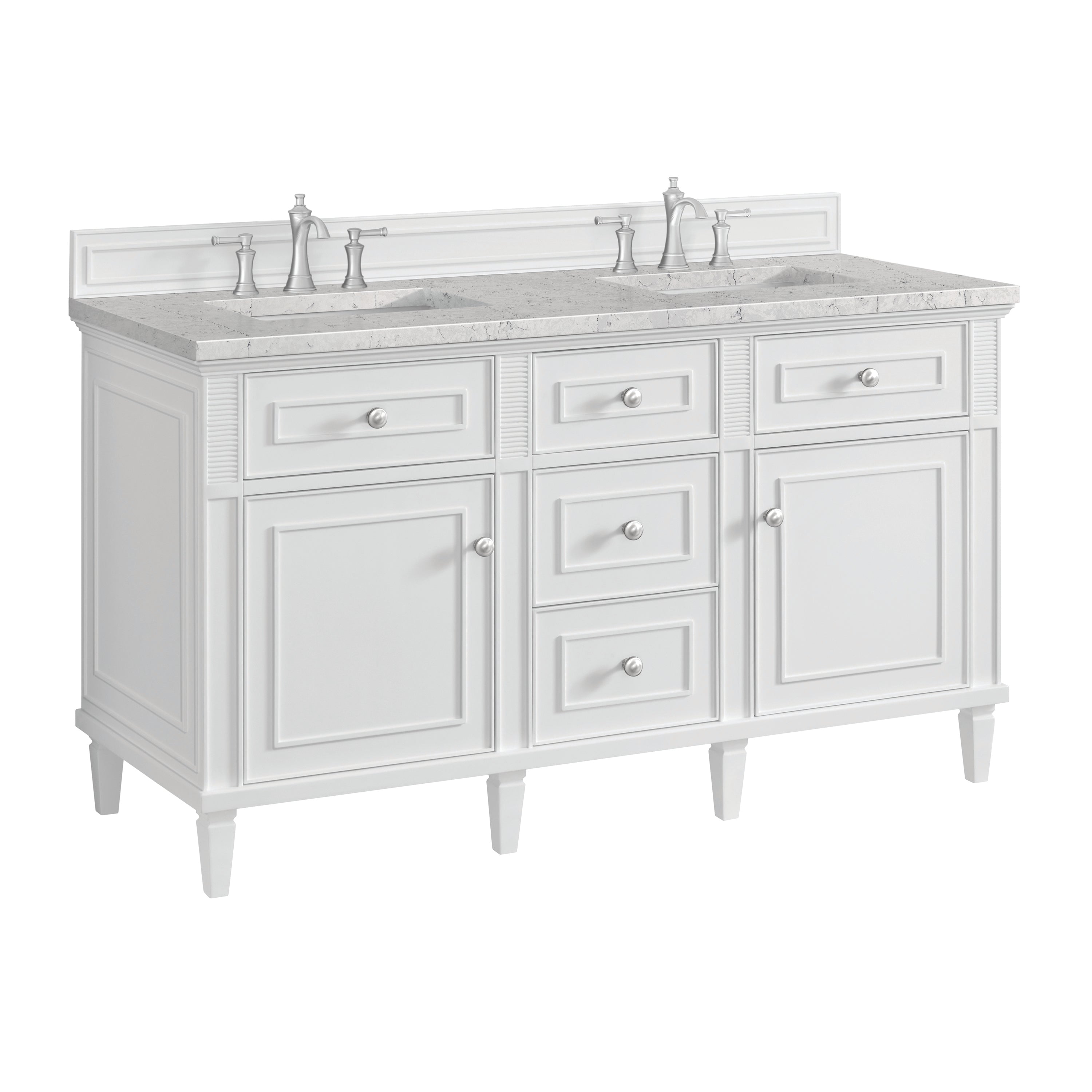 James Martin Lorelai 60" Double Vanity in Bright White with 3cm Countertop