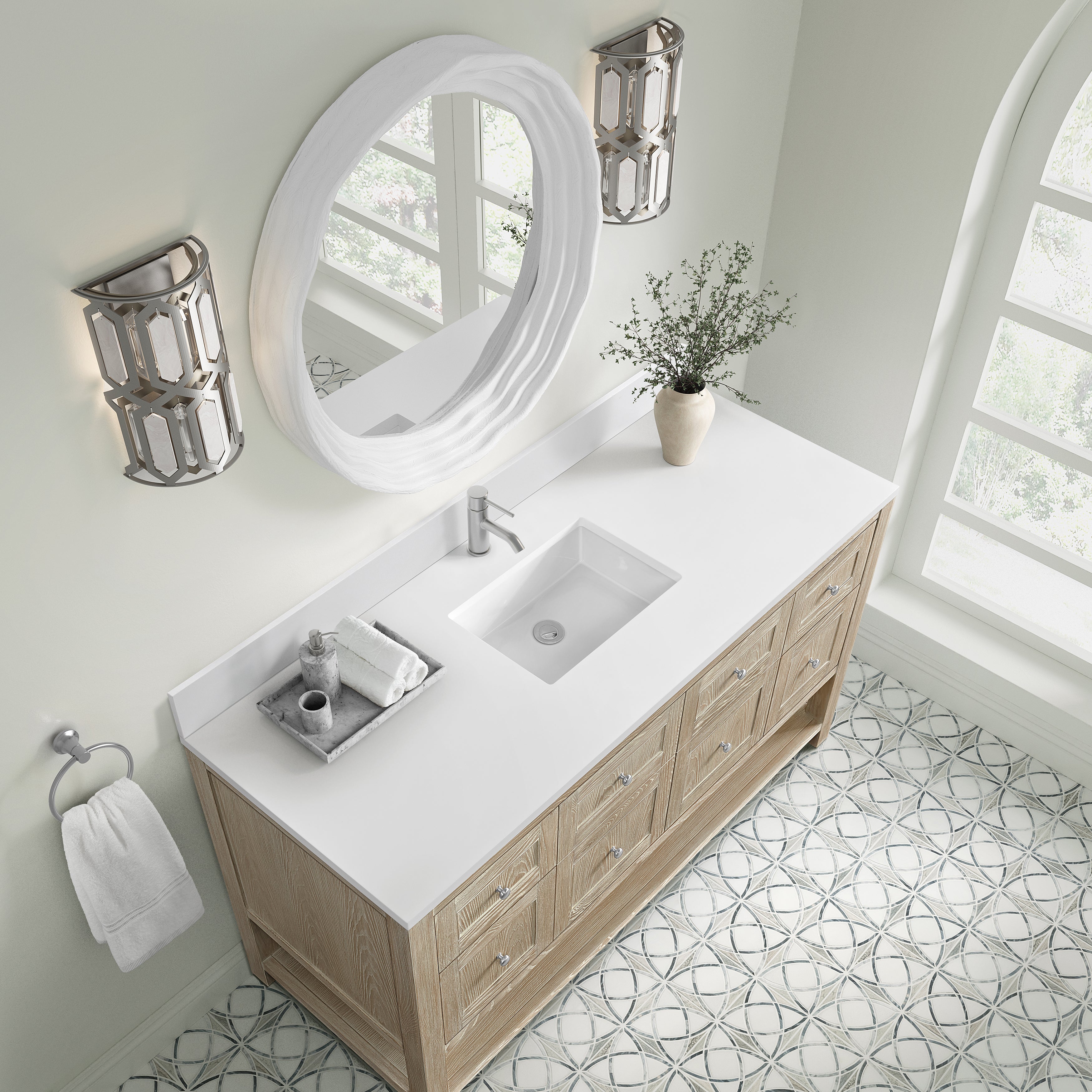 James Martin Breckenridge 60" Single Vanity in Whitewashed Oak with 3cm Countertop