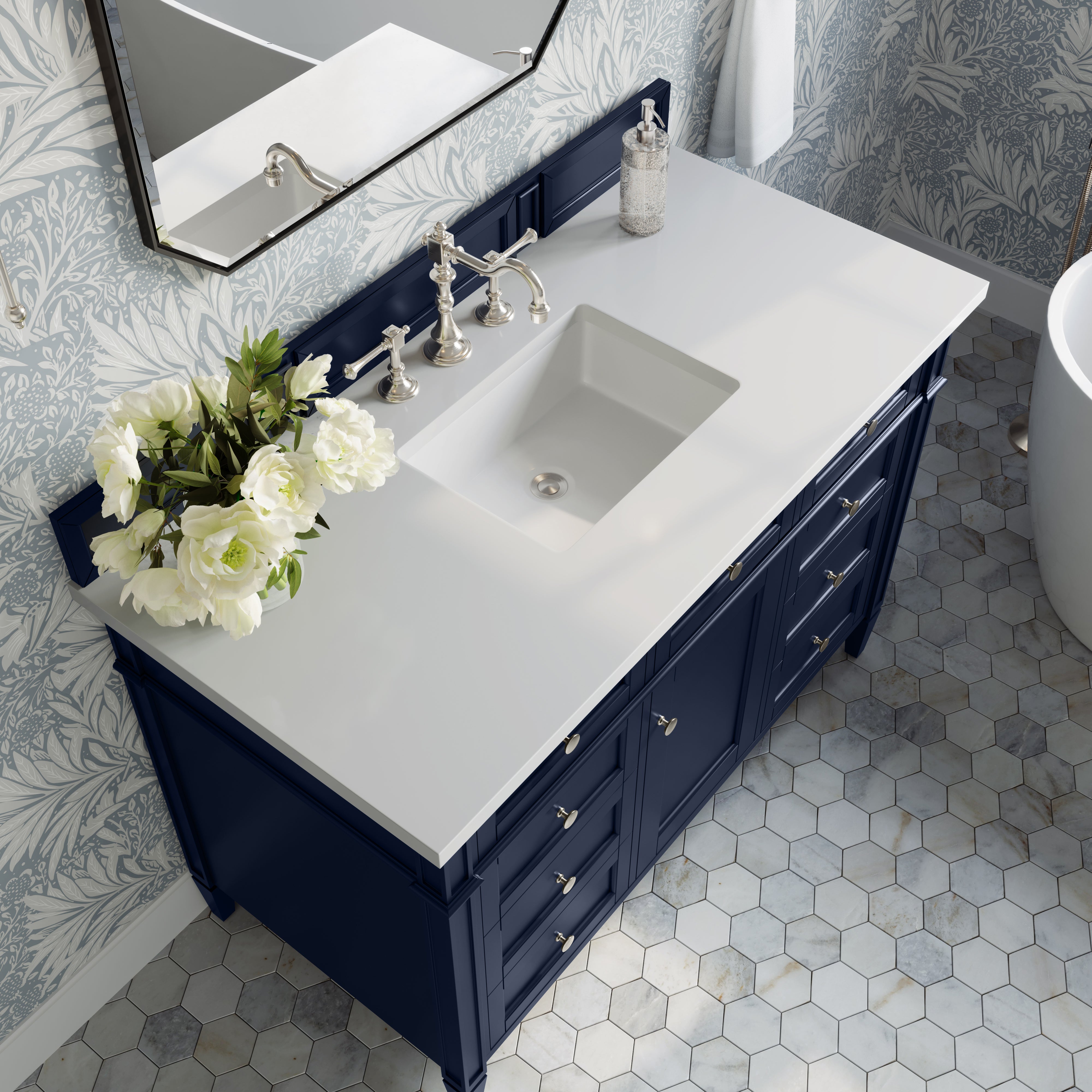 James Martin Brittany 48" Single Vanity in Victory Bleu with 3cm Countertop