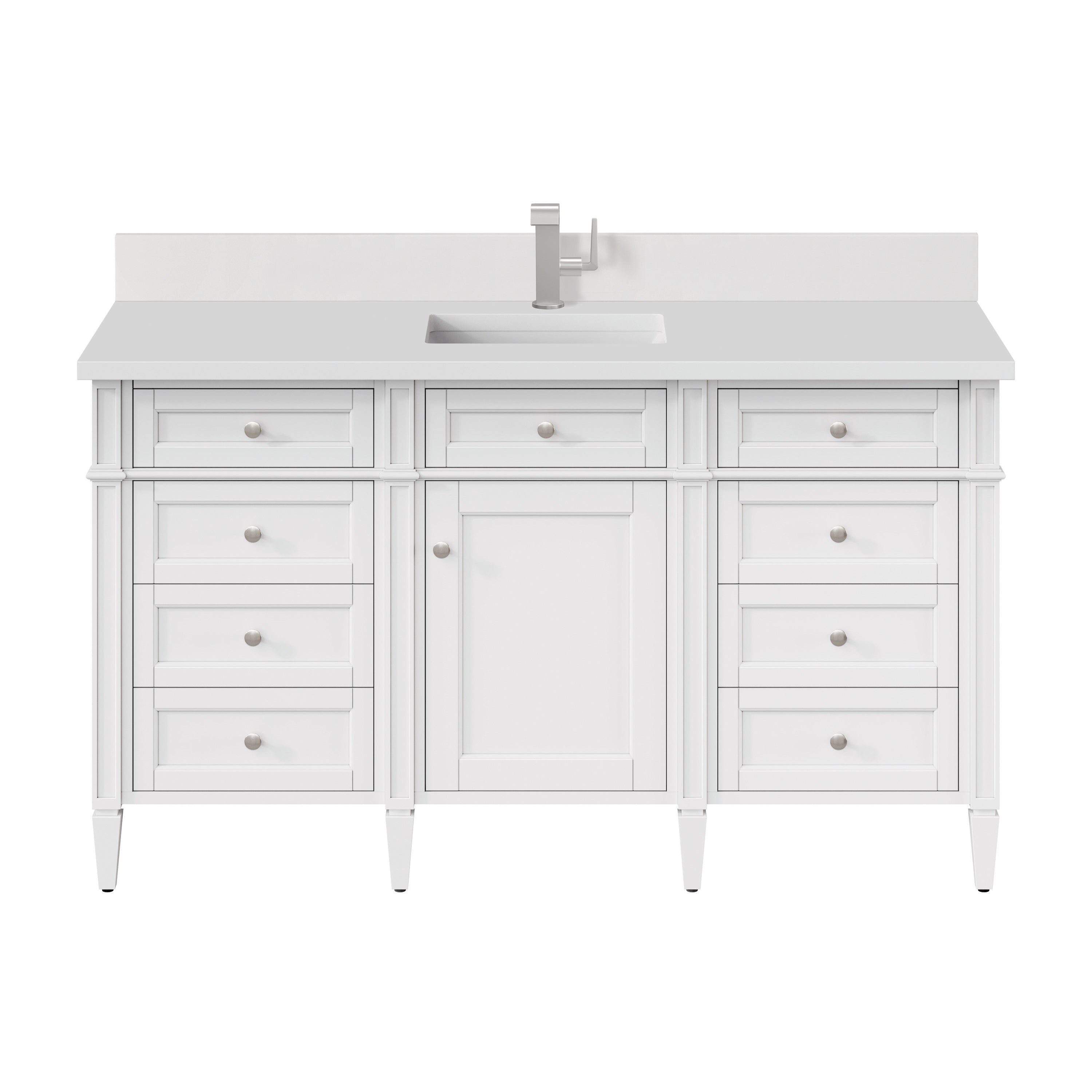 James Martin Brittany 60" Single Vanity in Bright White with 3cm Countertop