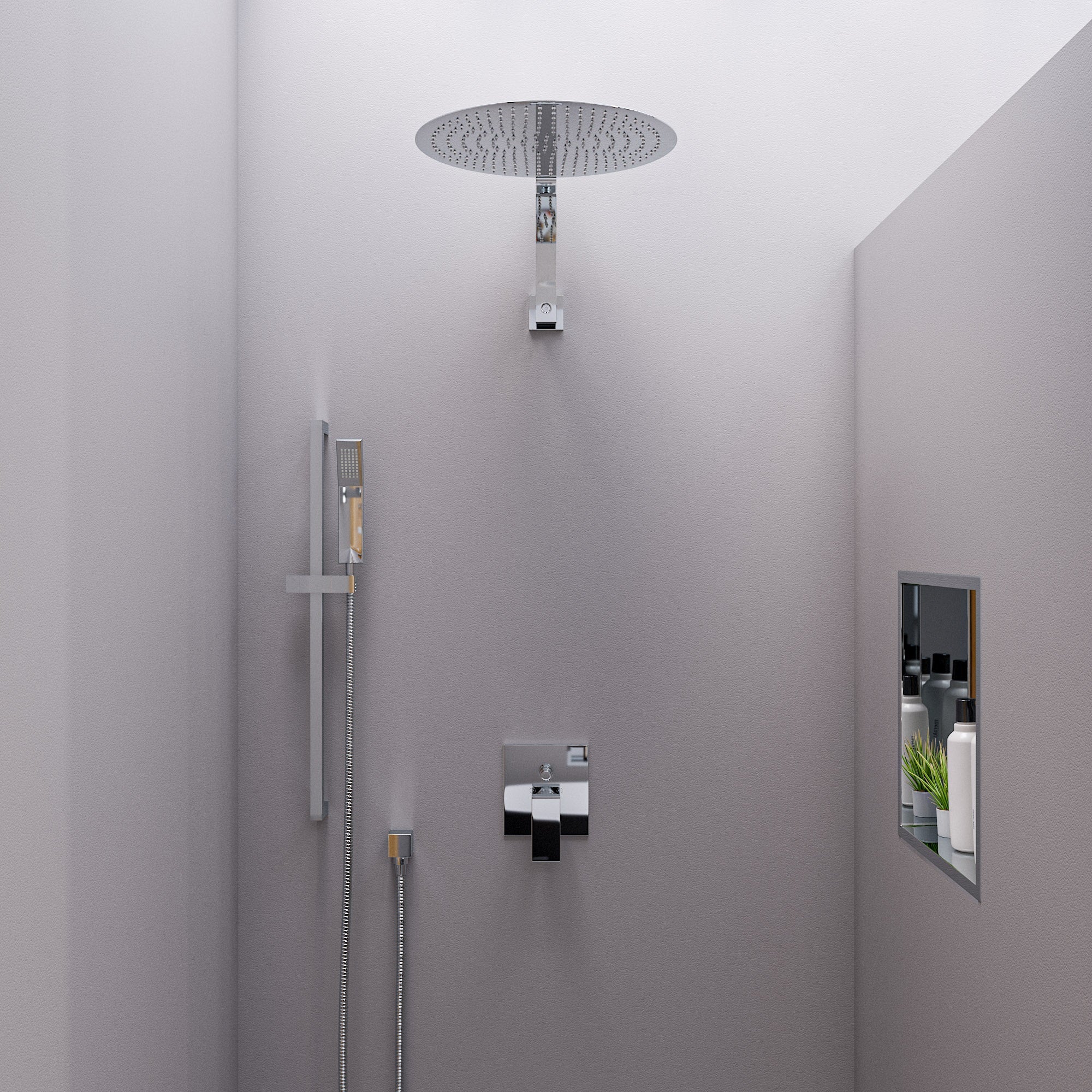 ALFI brand AB7606 Square Sliding Rail Hand Shower Set
