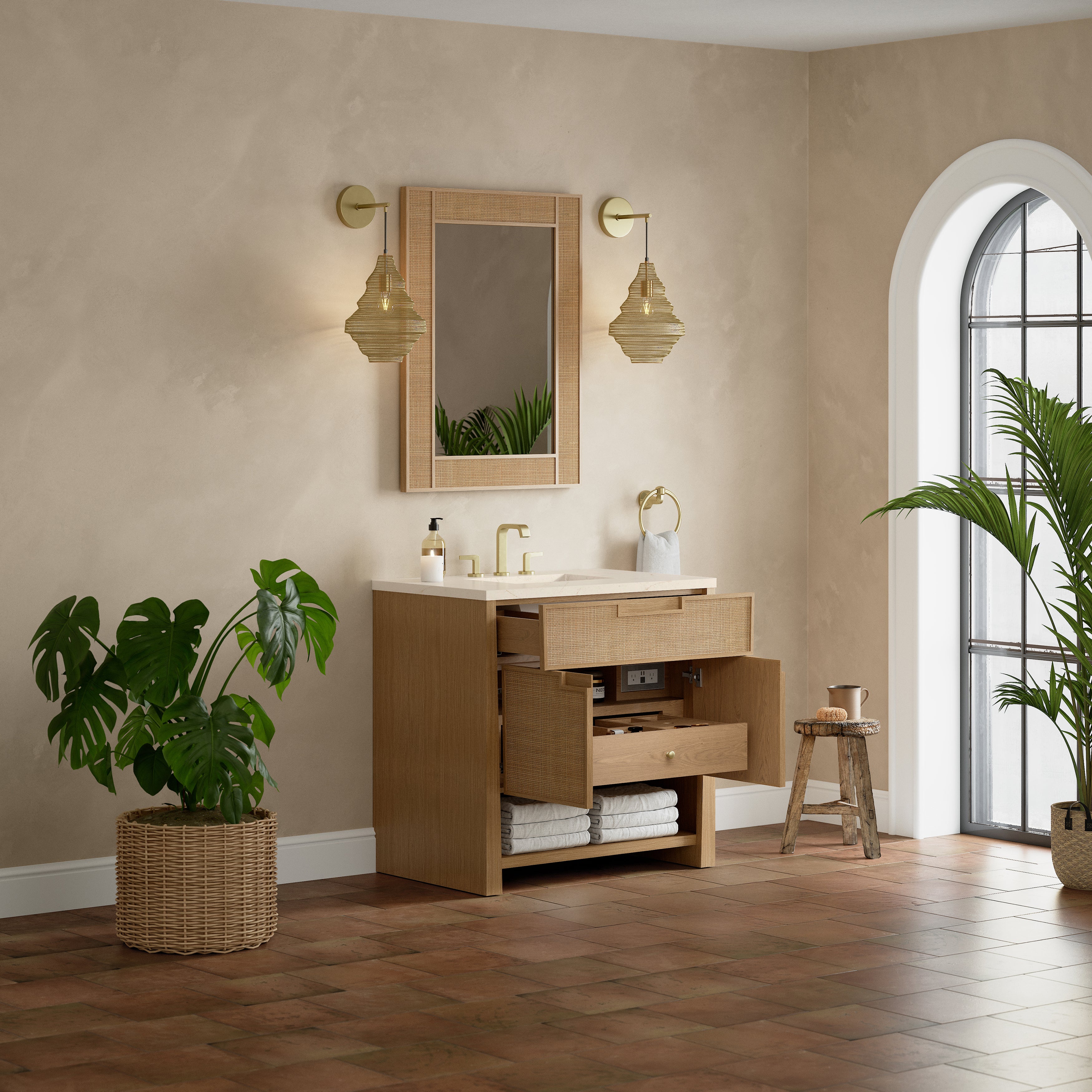 James Martin Solene 36" Single Vanity in Seaside Oak with 3cm Countertop
