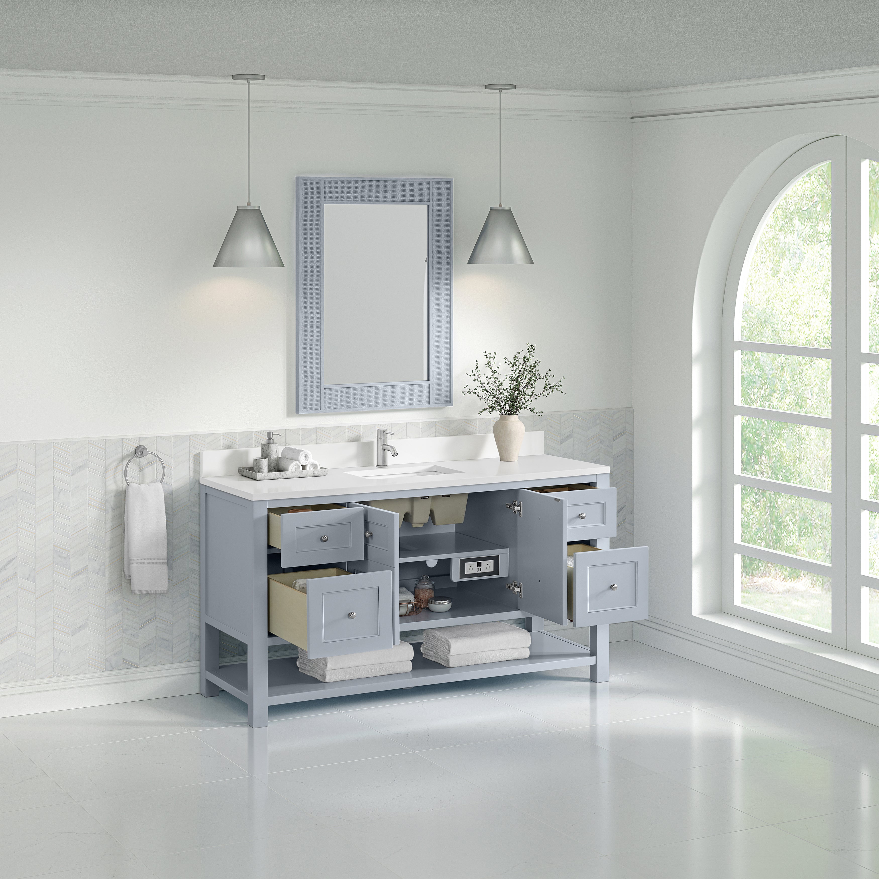 James Martin Breckenridge 60" Single Vanity in Serenity Blue with 3cm Countertop