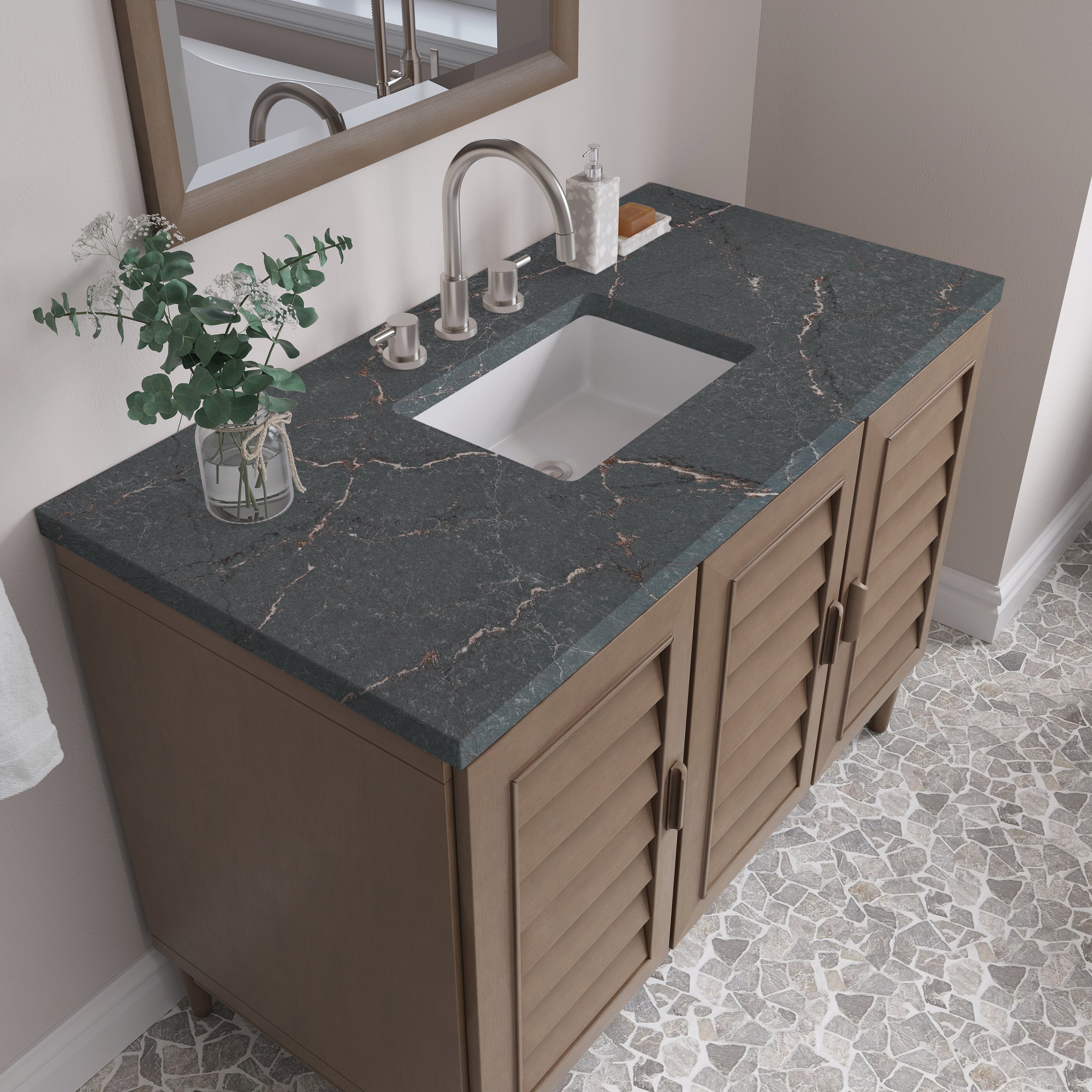 James Martin Portland 48" Single Vanity in Whitewashed Walnut with 3cm Countertop