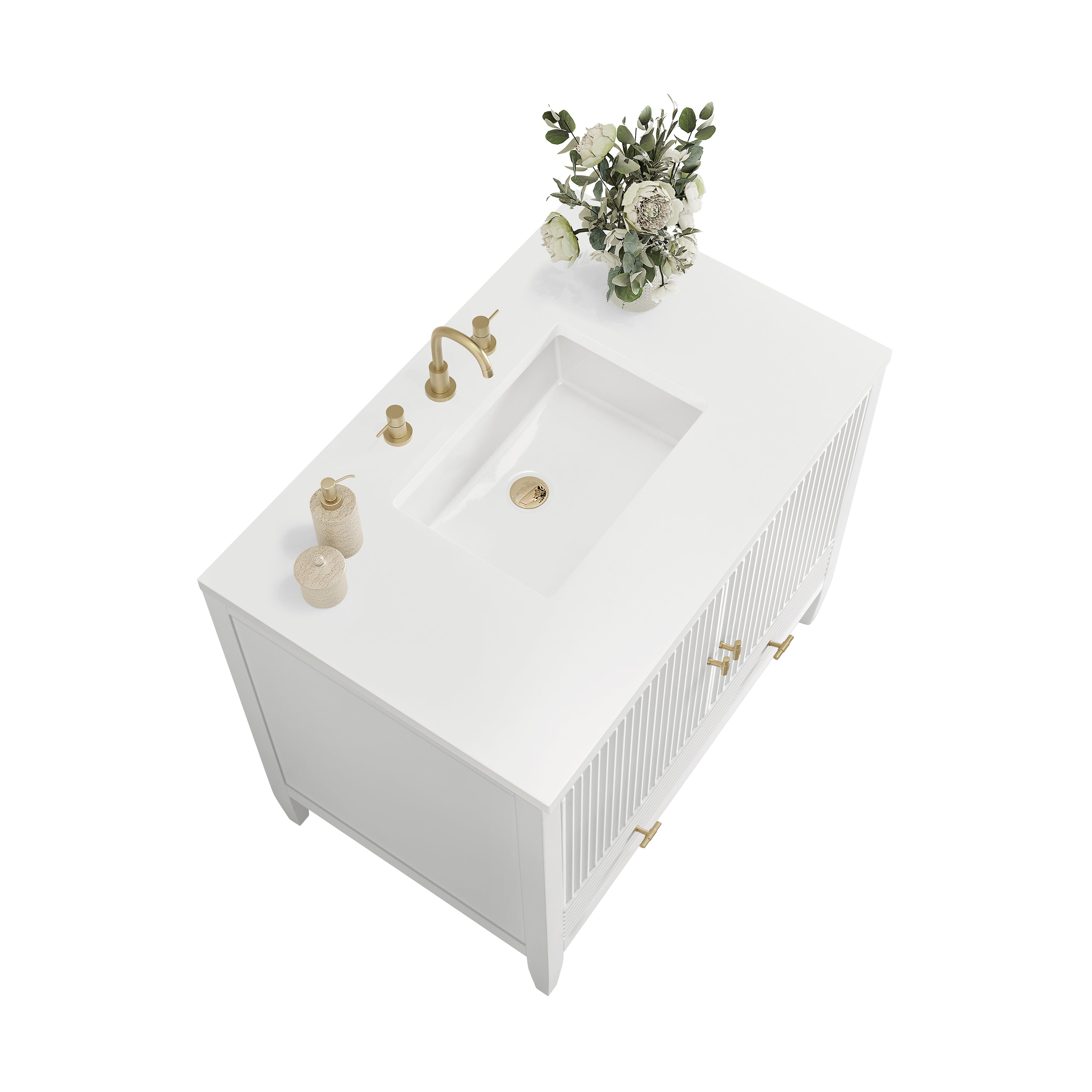 James Martin Myrrin 36" Vanity in Bright White with 3cm Countertop