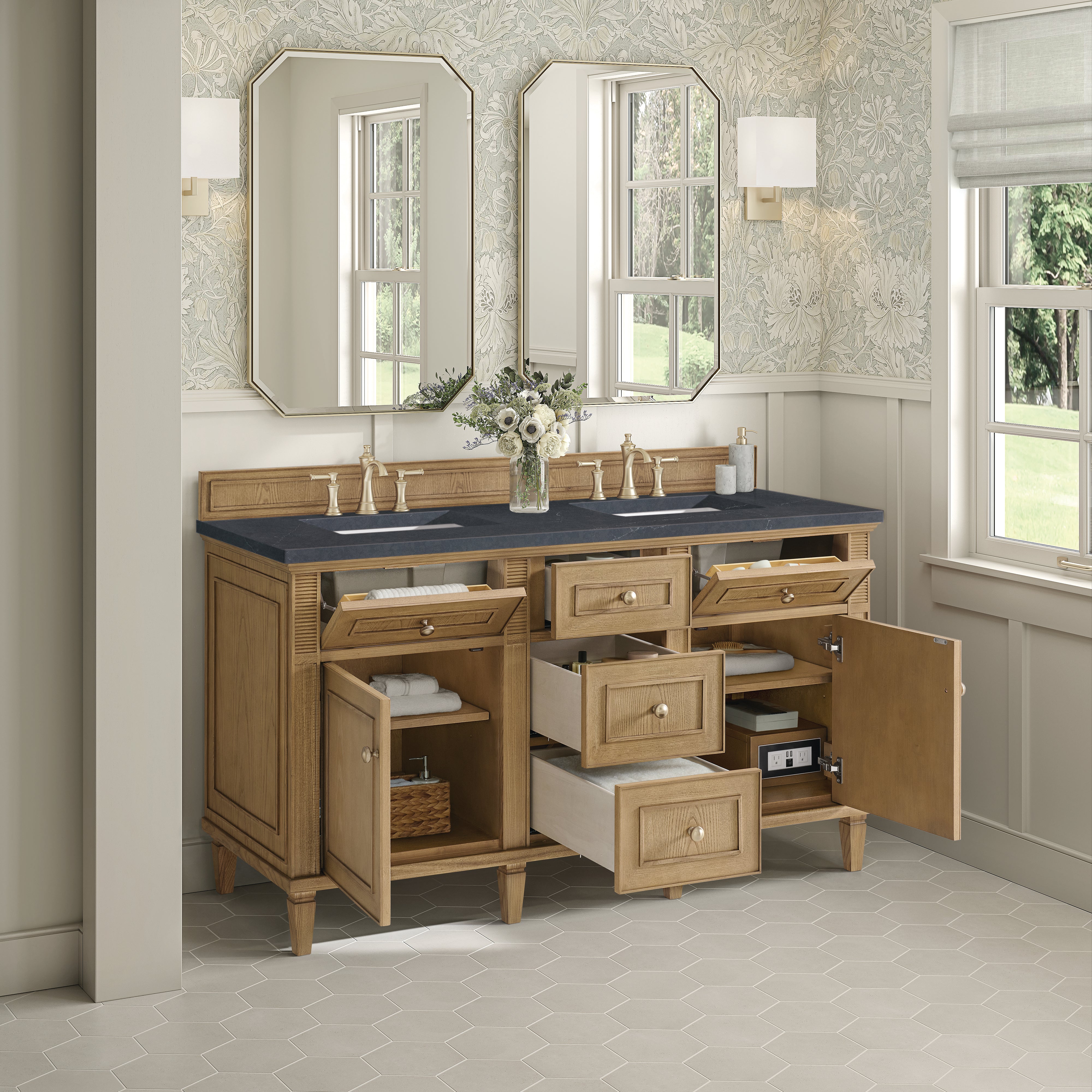 James Martin Lorelai 60" Double Vanity in Light Natural Oak with 3cm Countertop