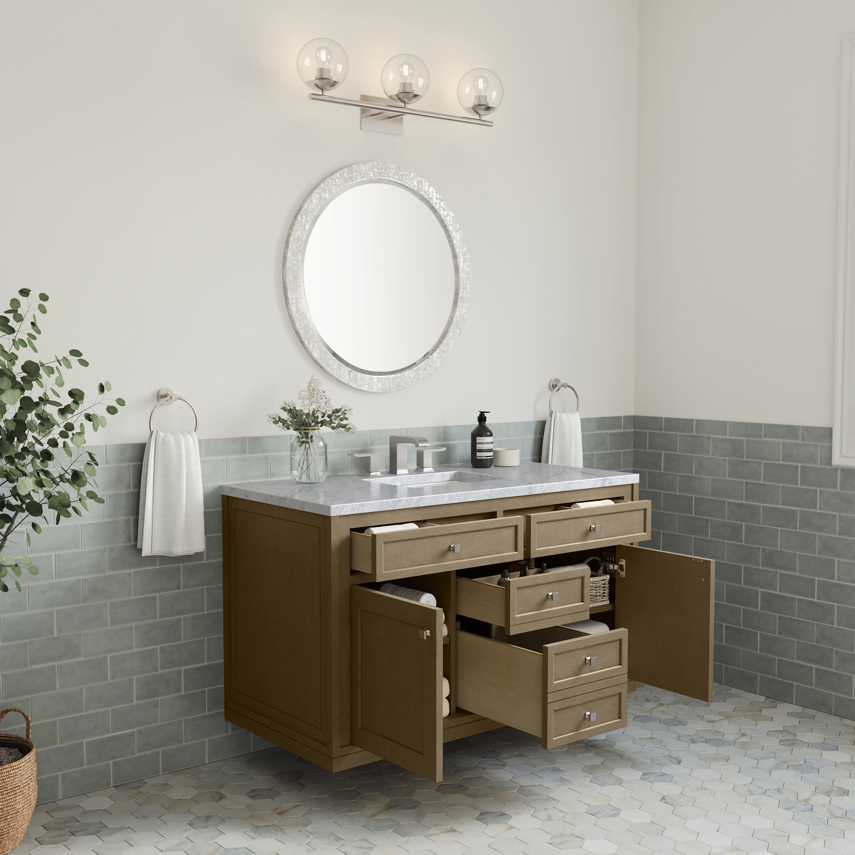 James Martin Chicago 48" Single Vanity in Walnut Whisper with 3cm Countertop