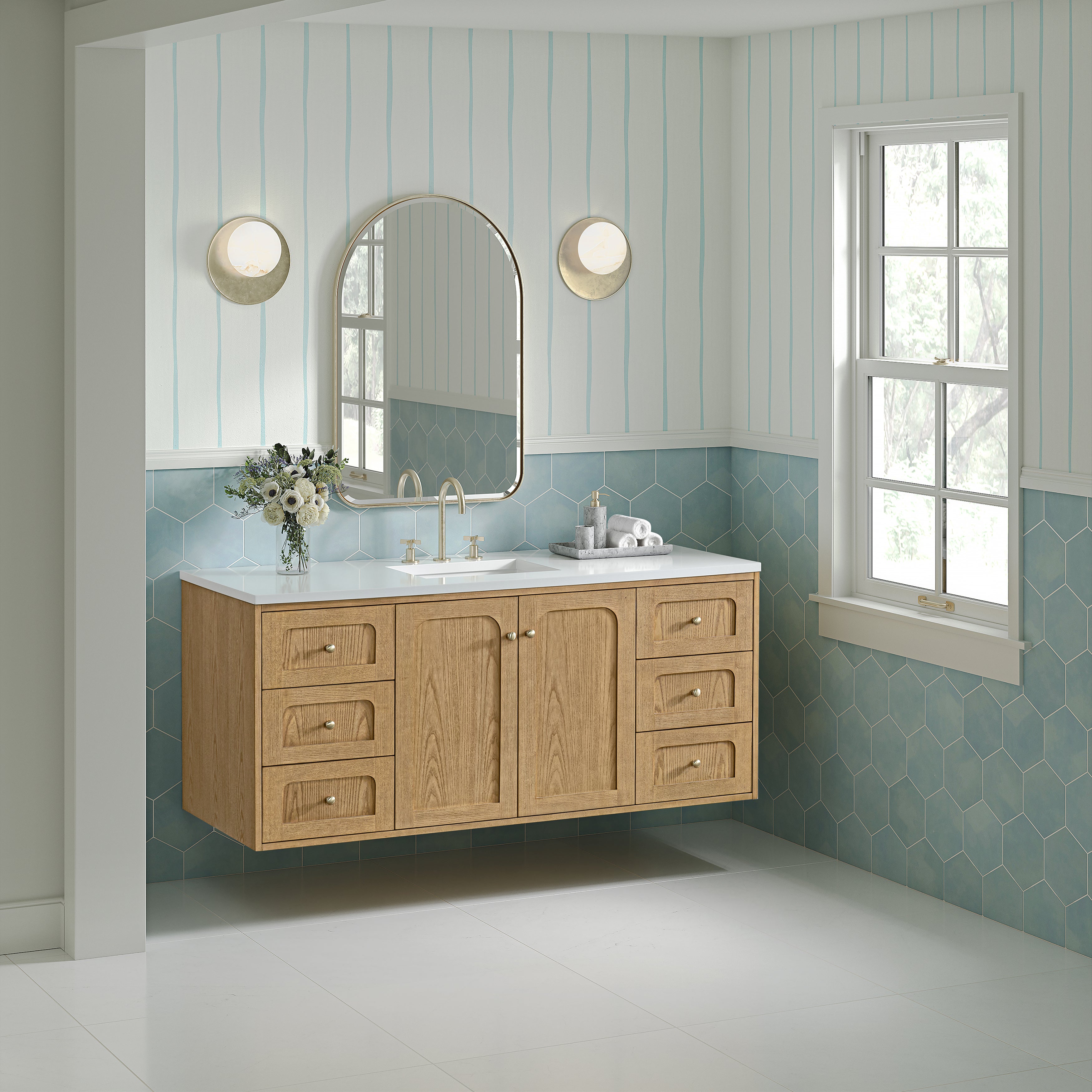 James Martin Laurent 60" Single Vanity in Light Natural Oak with 3cm Countertop