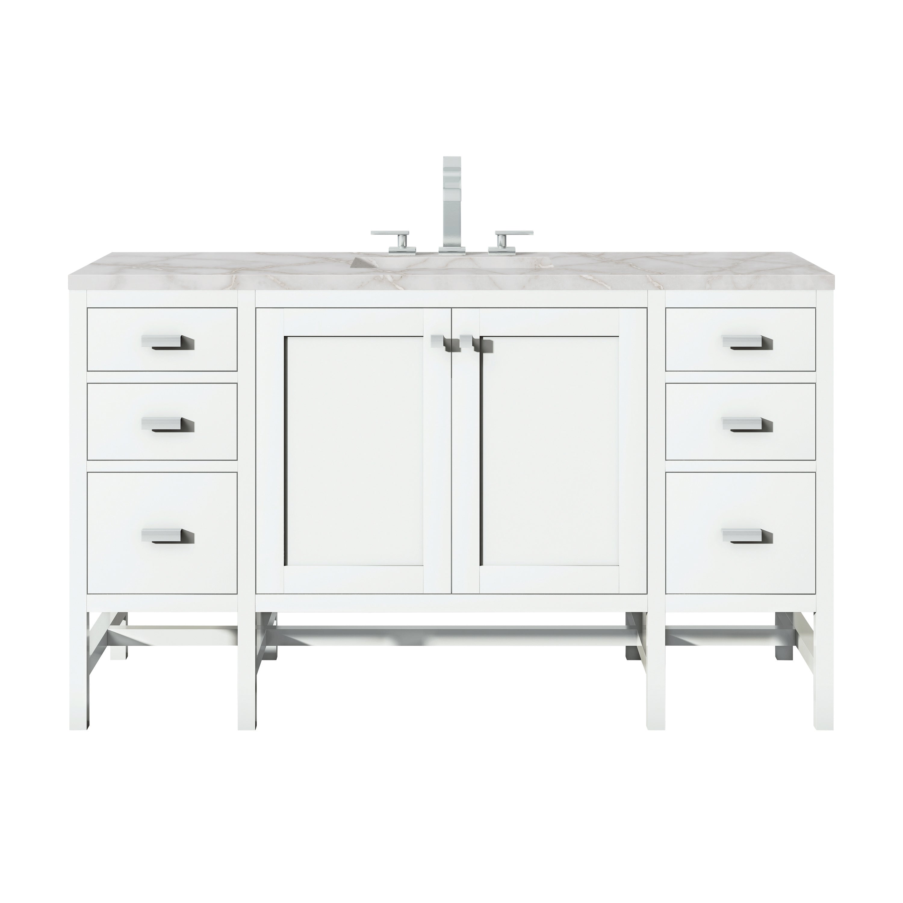James Martin Addison 60" Single Vanity in Glossy White with 3cm Countertop