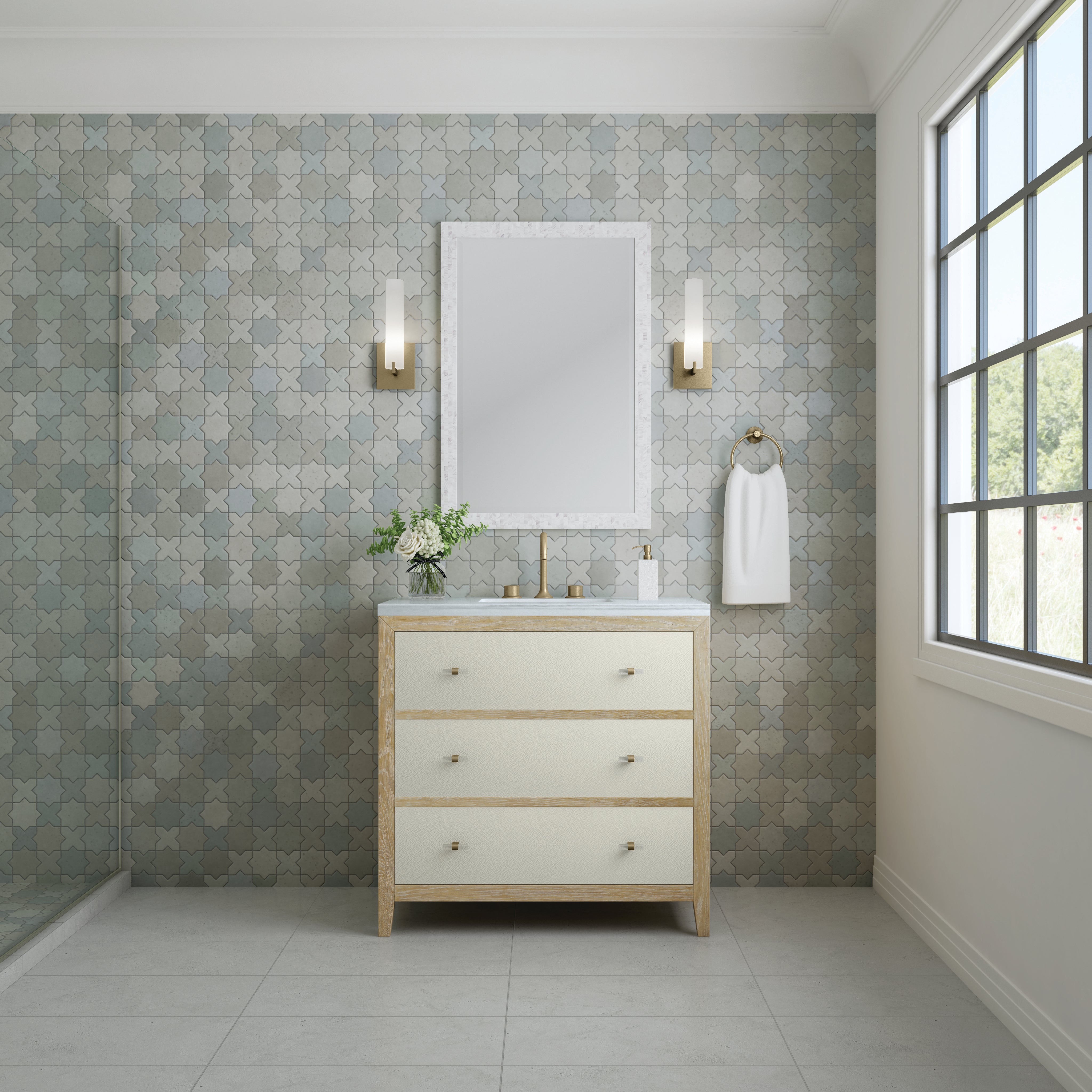 James Martin Celeste 36" Single Vanity in Sunwashed Oak with 3cm Countertop