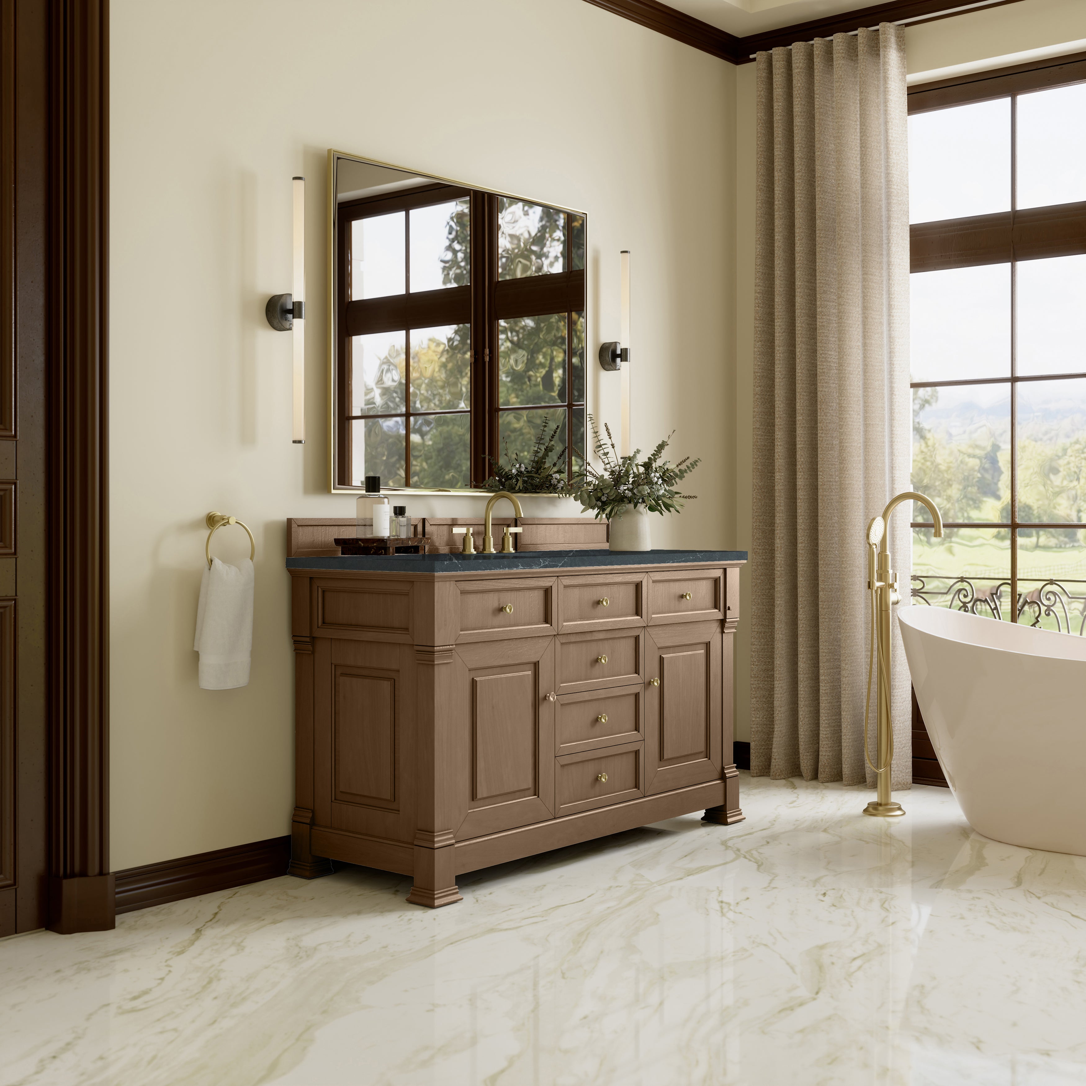 James Martin Brookfield 60" Single Vanity in Pecan with 3cm Countertop