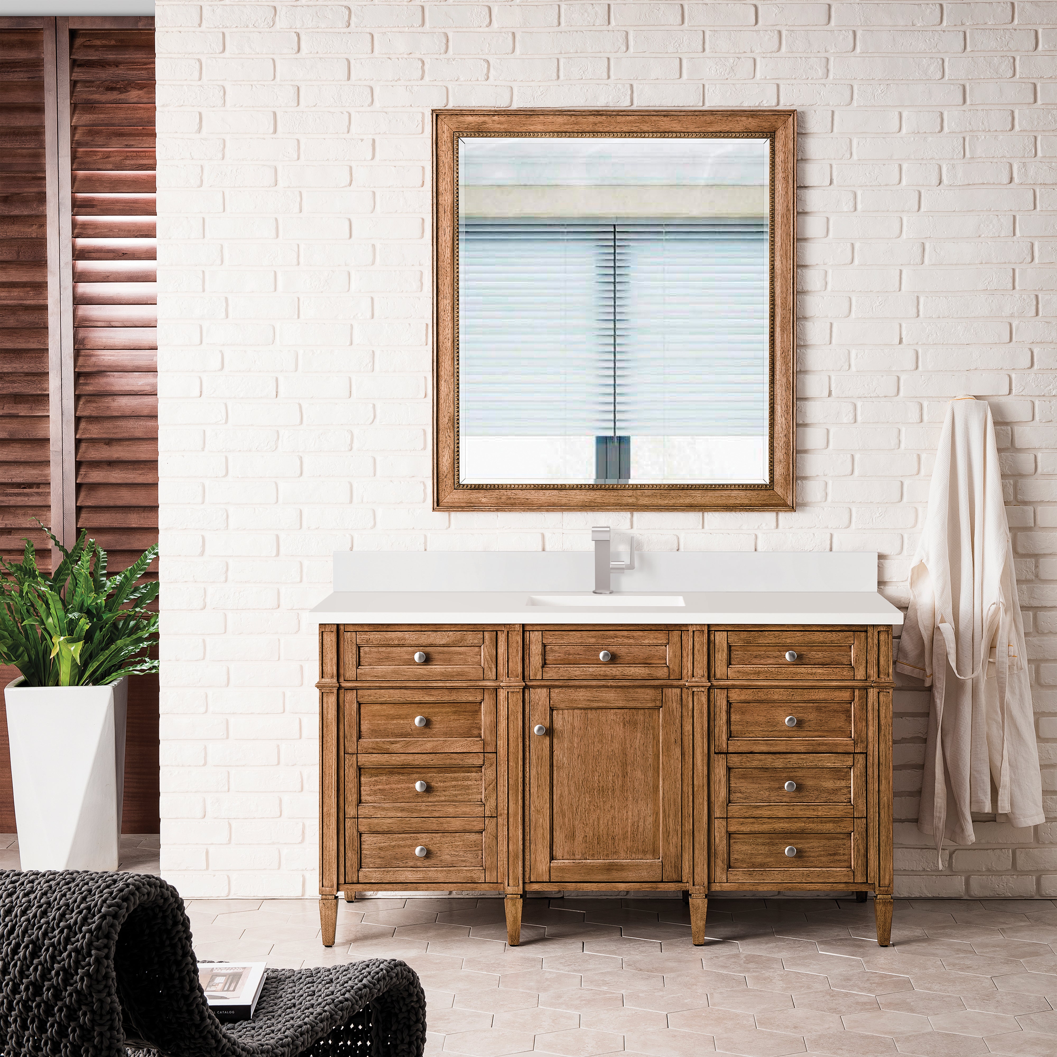 James Martin Brittany 60" Single Vanity in Saddle Brown with 3cm Countertop