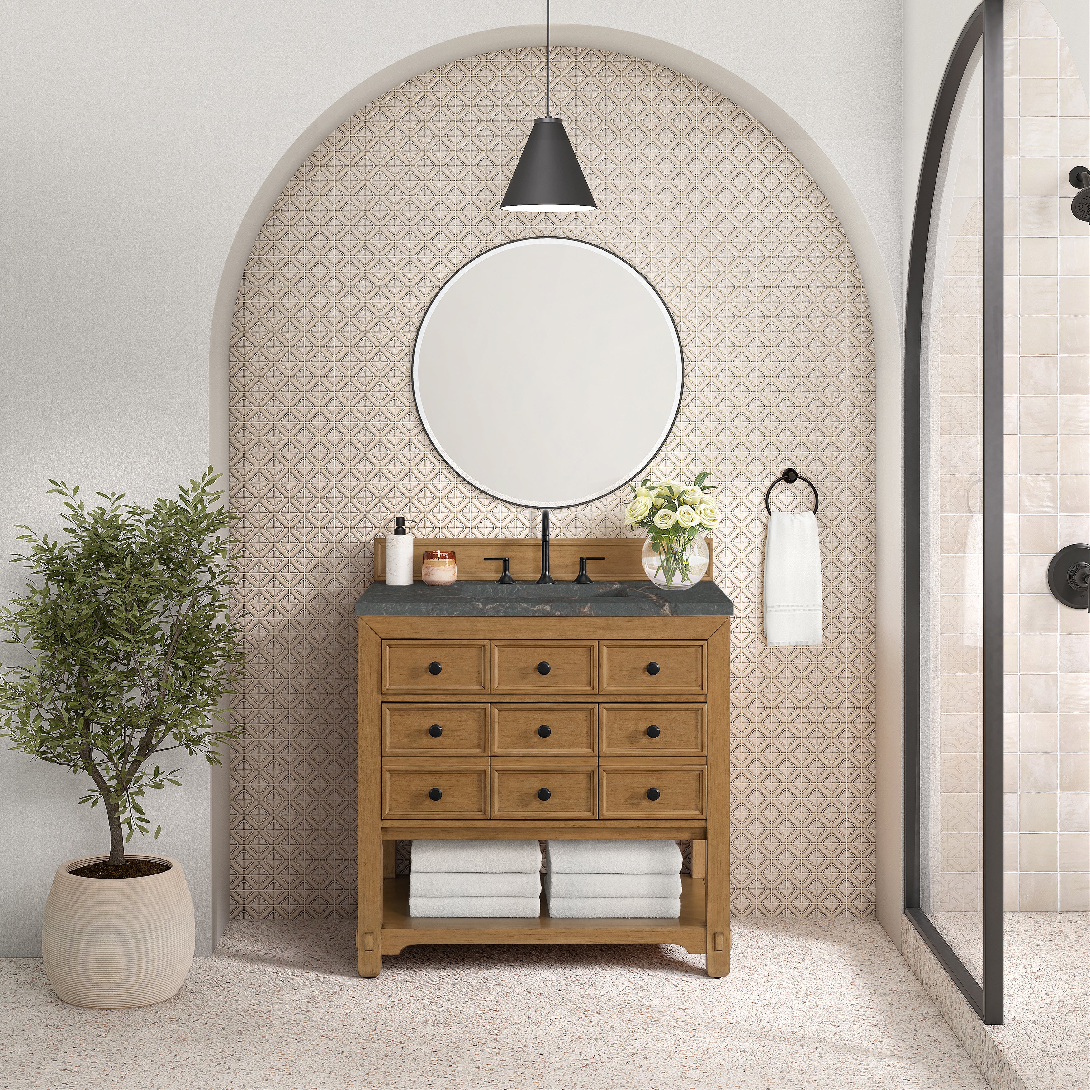 James Martin Malibu 36" Single Vanity in Amber Birch with 3cm Countertop