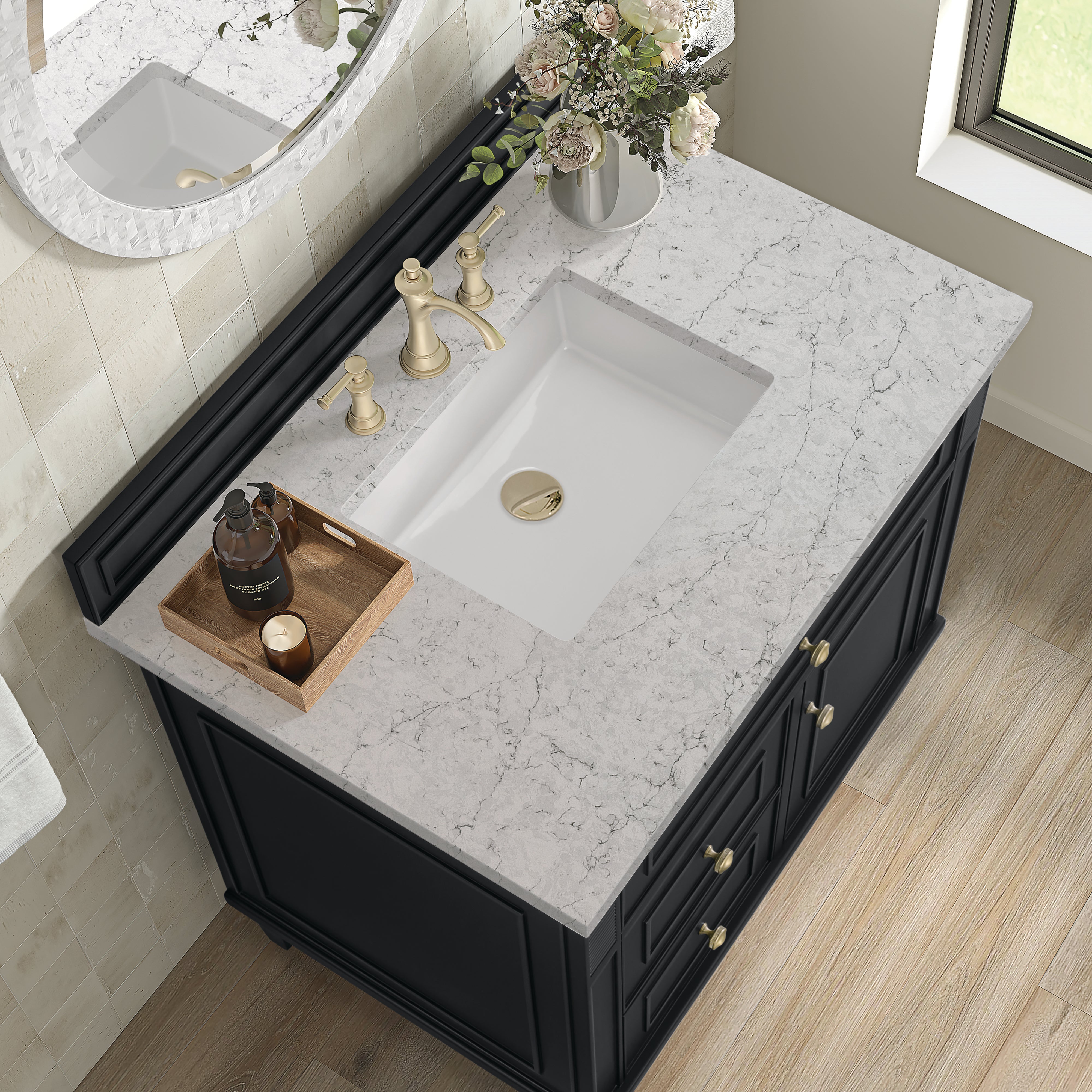 James Martin Lorelai 36" Single Vanity in Black Onyx with 3cm Countertop