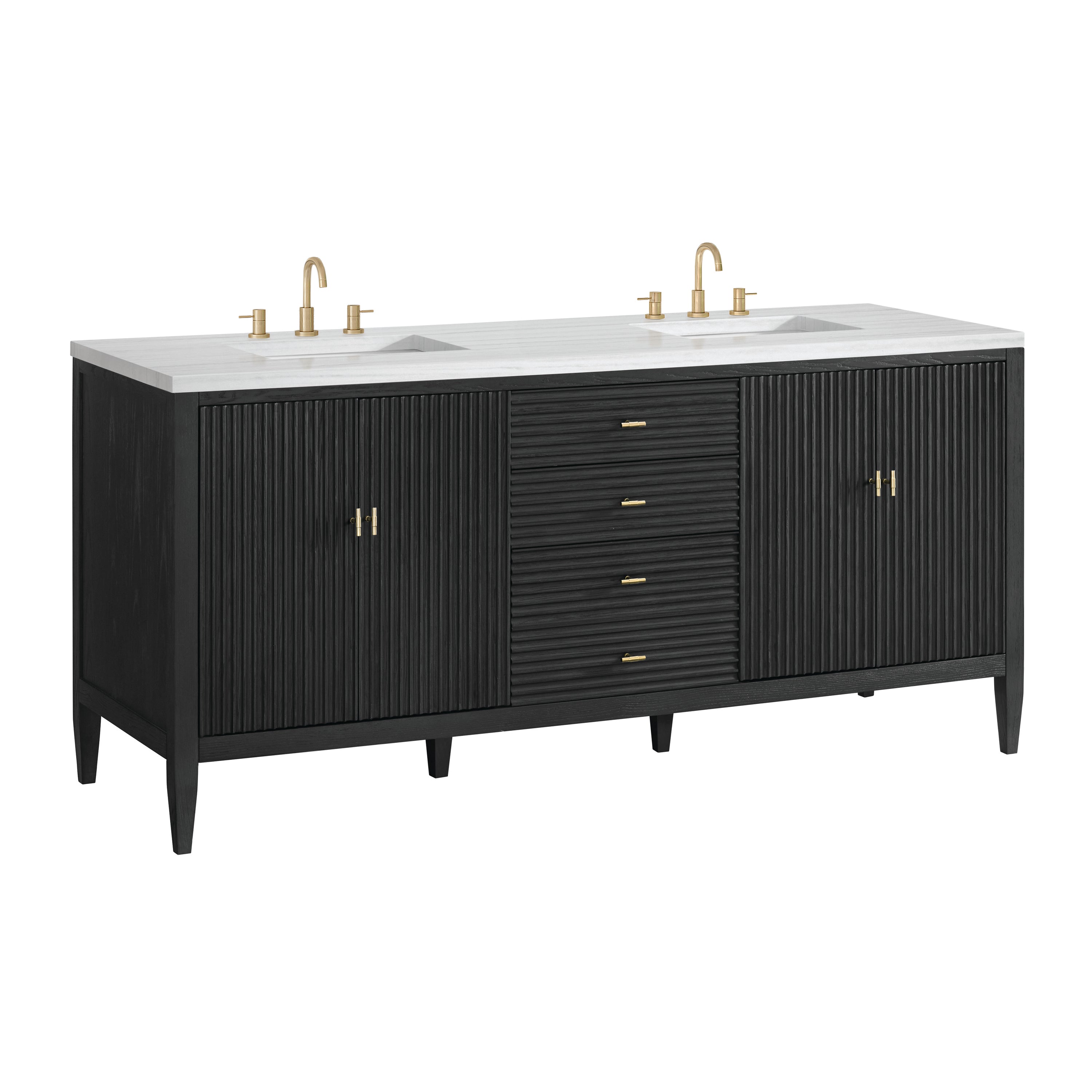 James Martin Myrrin 72" Double Vanity in Carbon Oak with 3cm Countertop