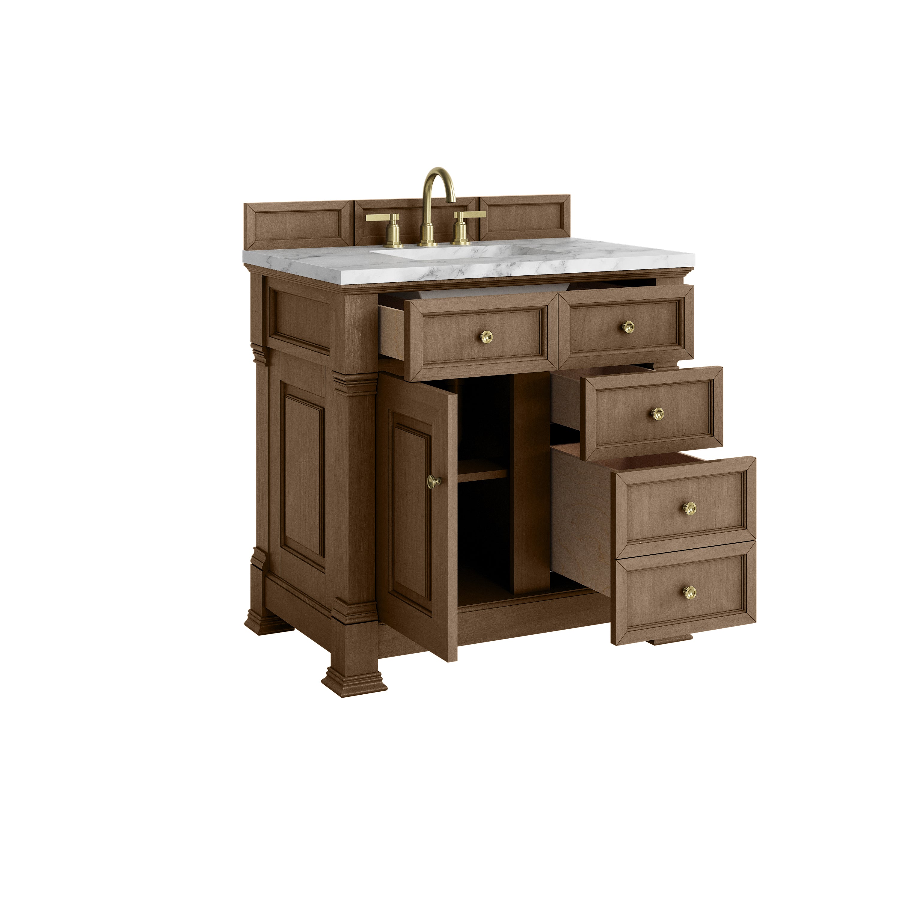James Martin Brookfield 36" Single Vanity in Pecan with 3cm Countertop