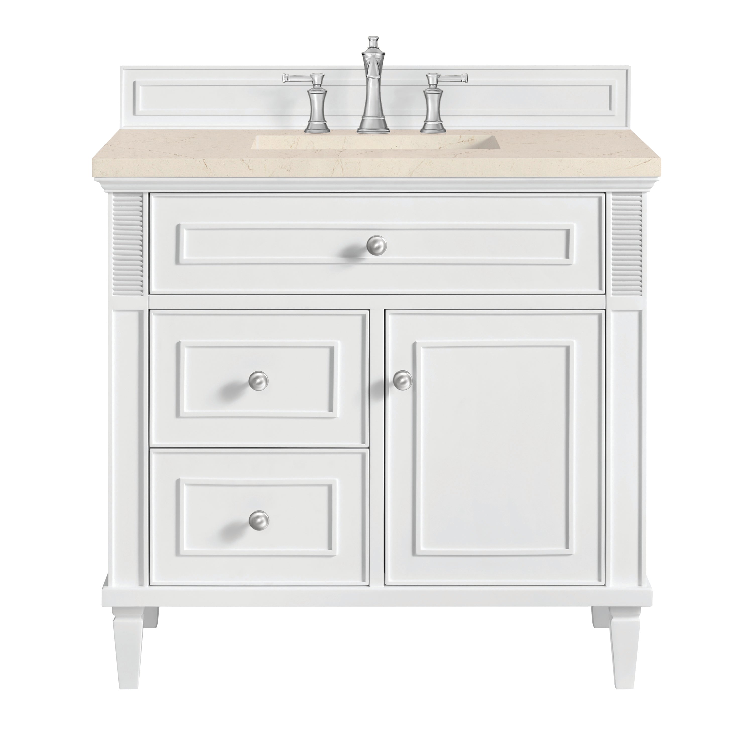 James Martin Lorelai 36" Single Vanity in Bright White with 3cm Countertop