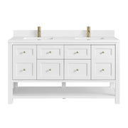 James Martin Breckenridge 60" Double Vanity in Bright White with 3cm Countertop