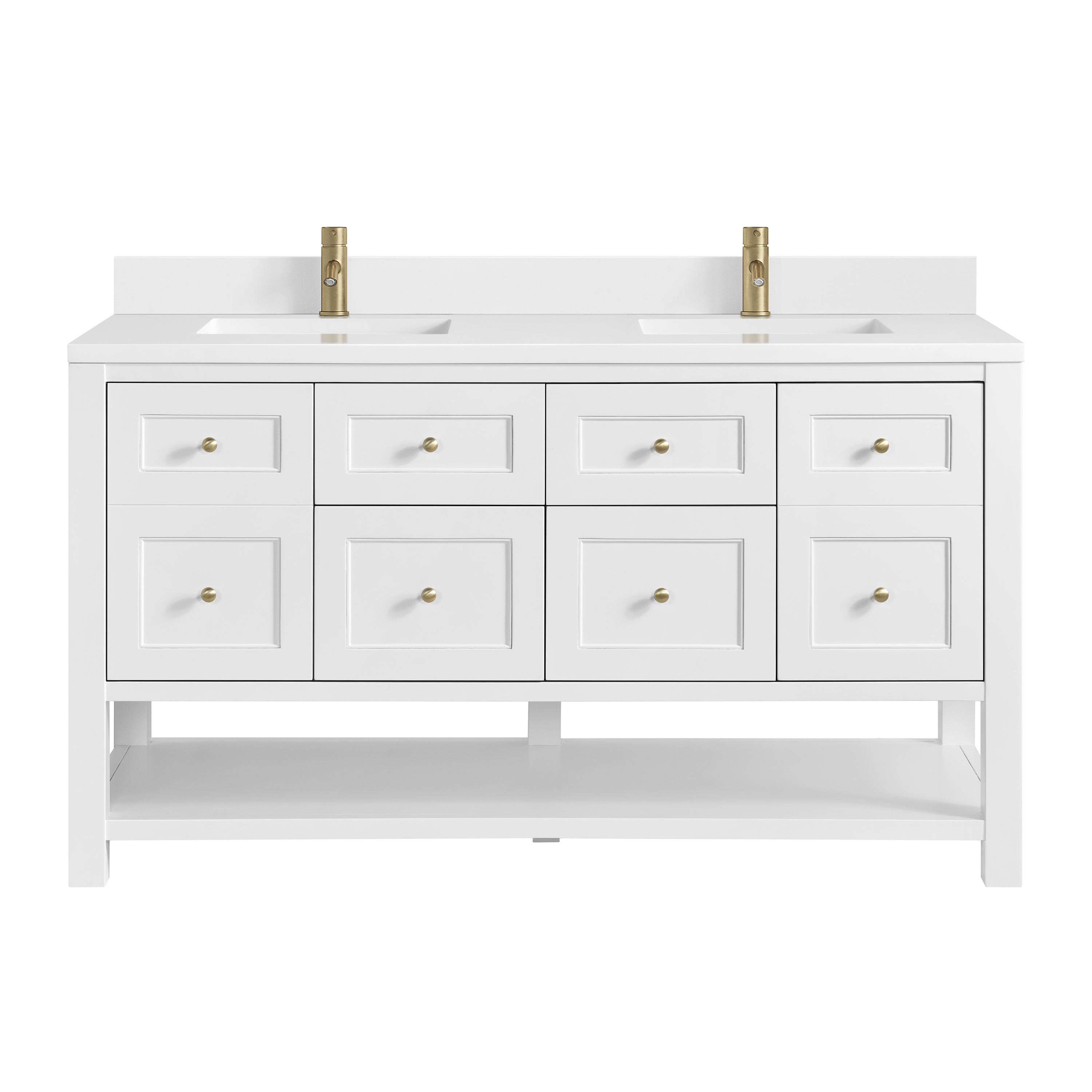 James Martin Breckenridge 60" Double Vanity in Bright White with 3cm Countertop