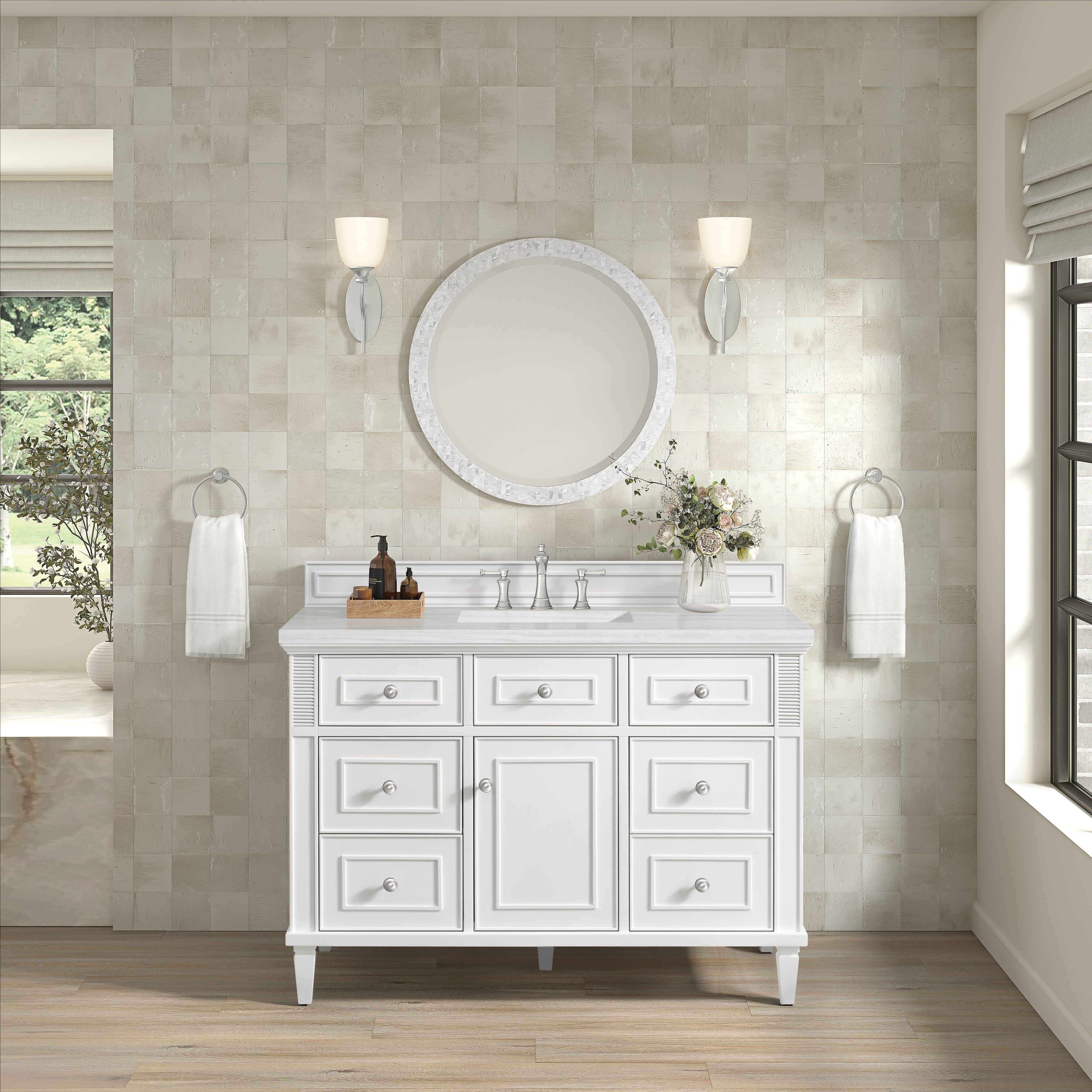 James Martin Lorelai 48" Single Vanity in Bright White with 3cm Countertop