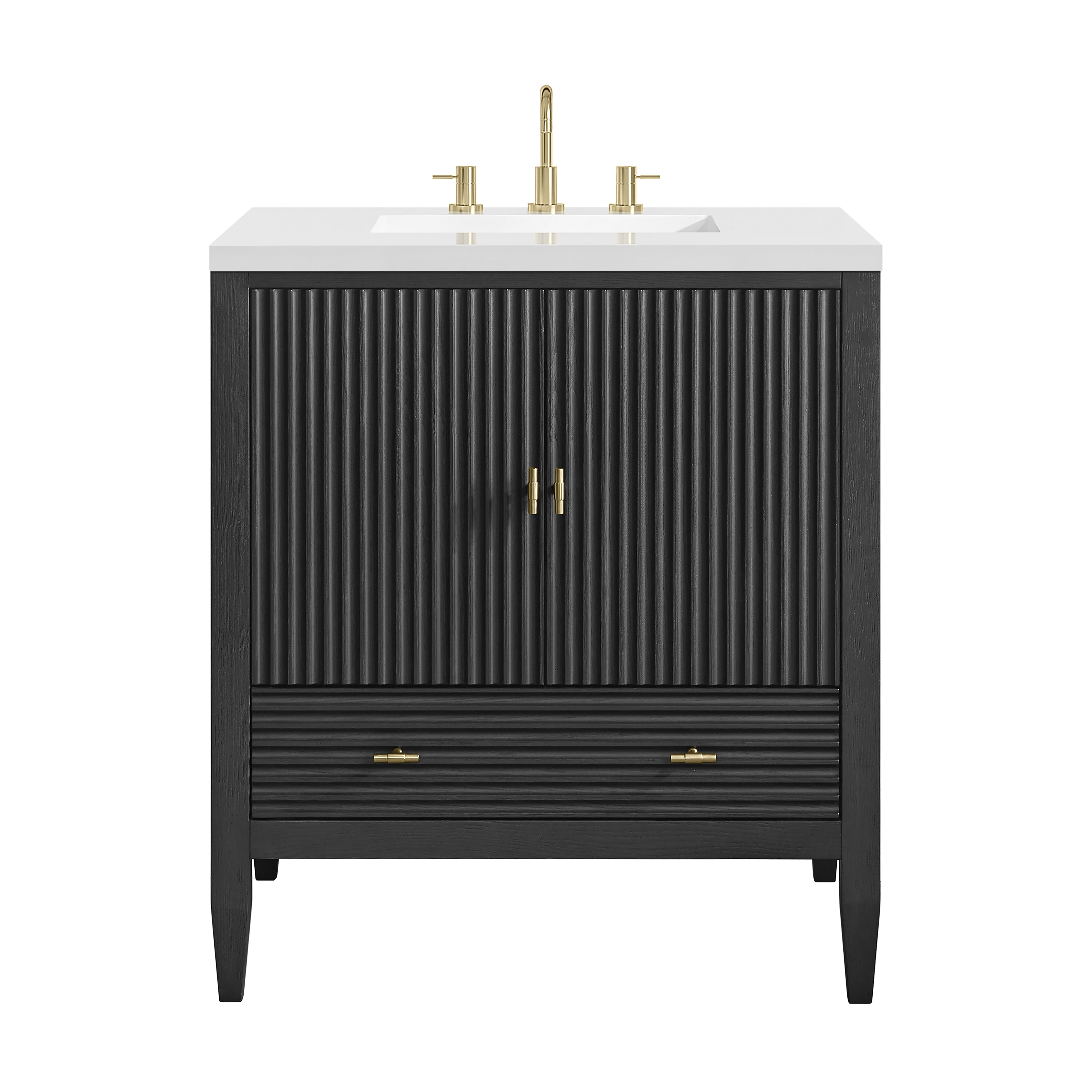 James Martin Myrrin 30" Single Vanity in Carbon Oak with 3cm Countertop