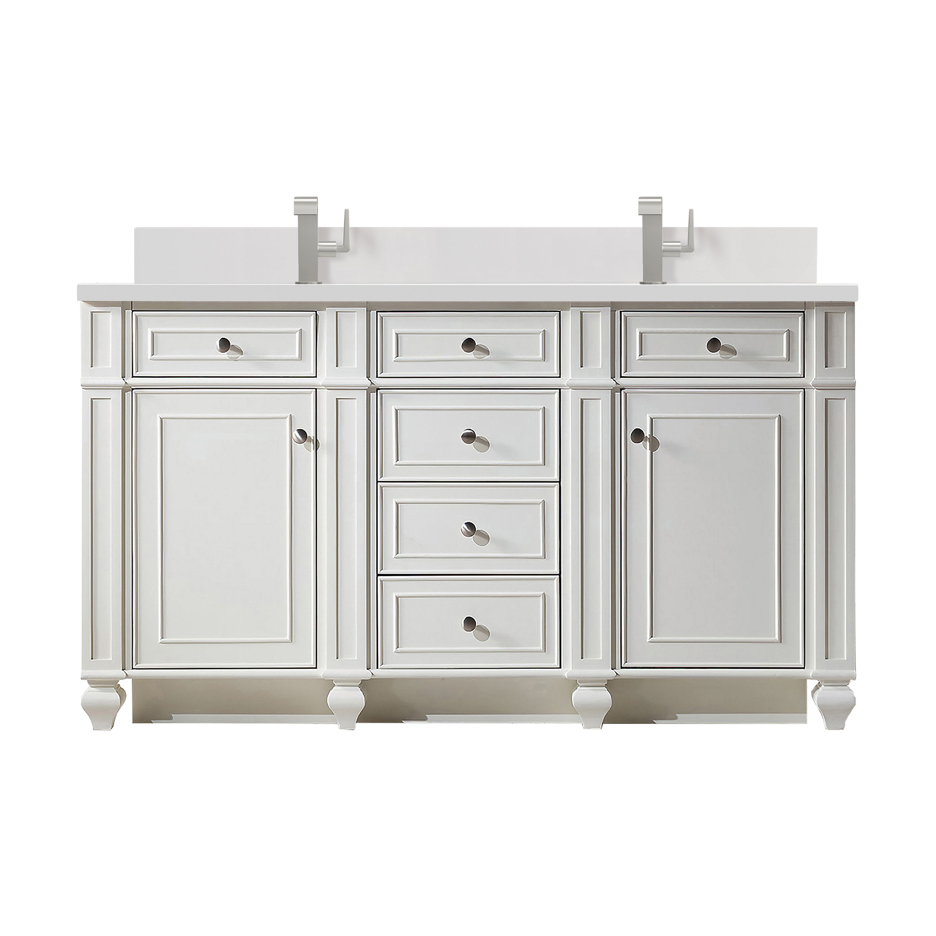 James Martin Bristol 60" Double Vanity in Bright White with 3cm Countertop