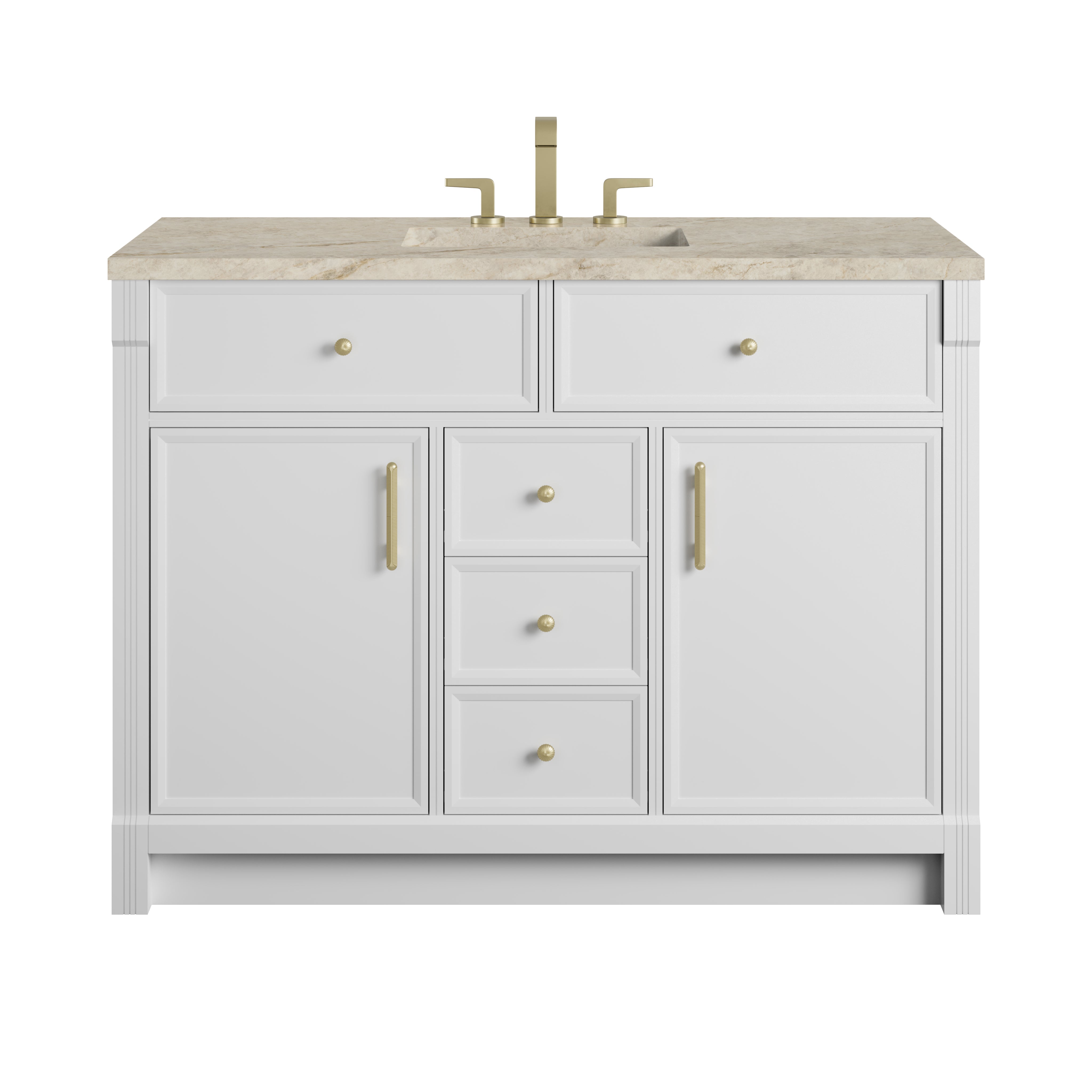 James Martin Bellshire 48" Single Vanity in Bright White with 3cm Countertop and FreePower Wireless Charger