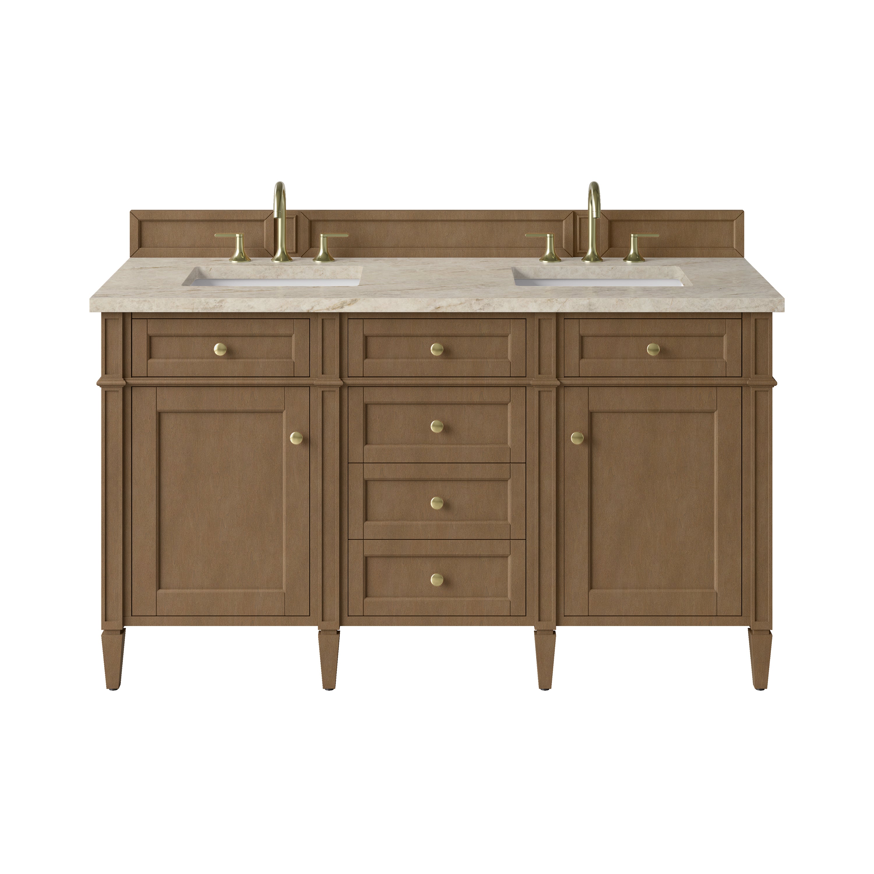 James Martin Brittany 60" Double Vanity in Pecan with 3cm Countertop