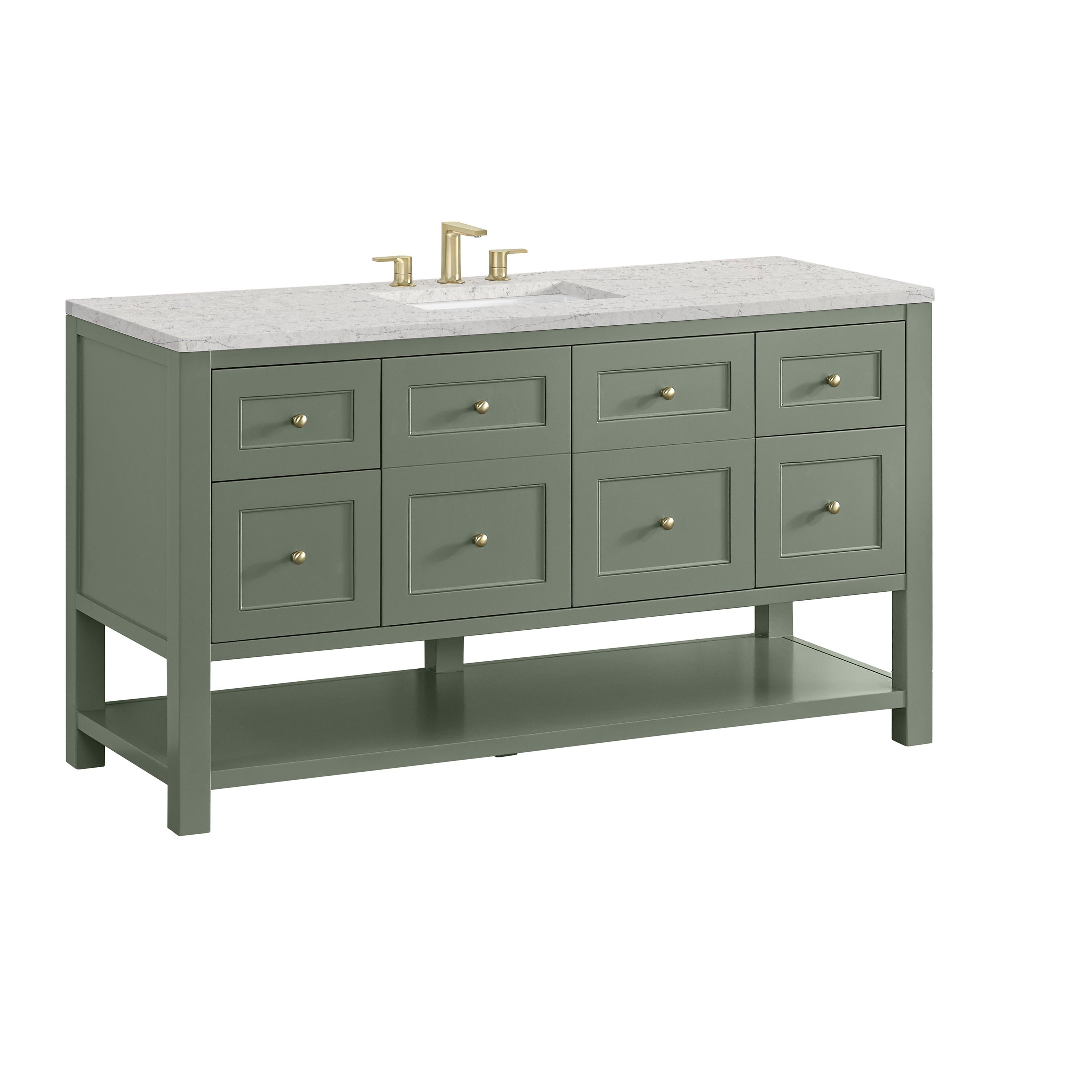 James Martin Breckenridge 60" Single Vanity in Smokey Celadon with 3cm Countertop