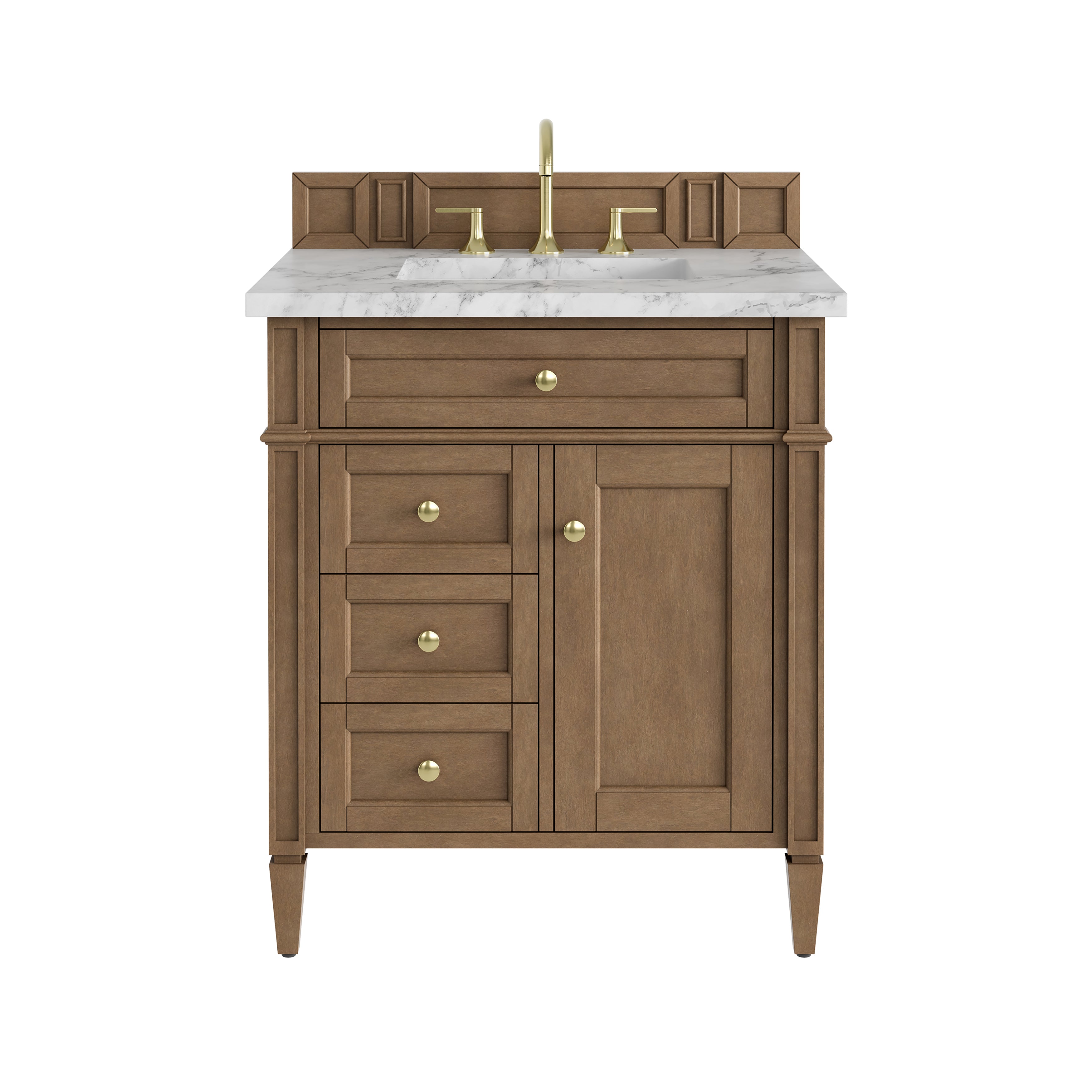 James Martin Brittany 30" Single Vanity in Pecan with 3cm Countertop