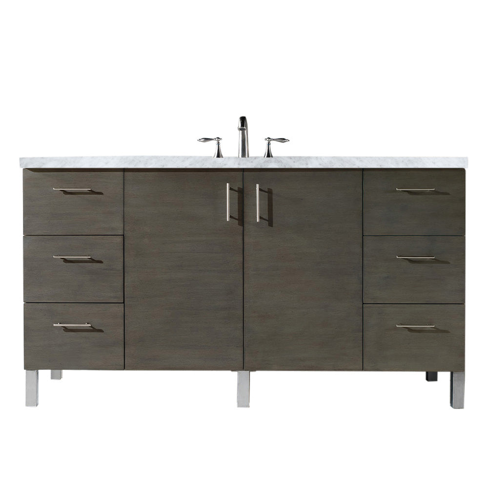 James Martin Metropolitan 60" Single Vanity in Silver Oak with 3cm Countertop