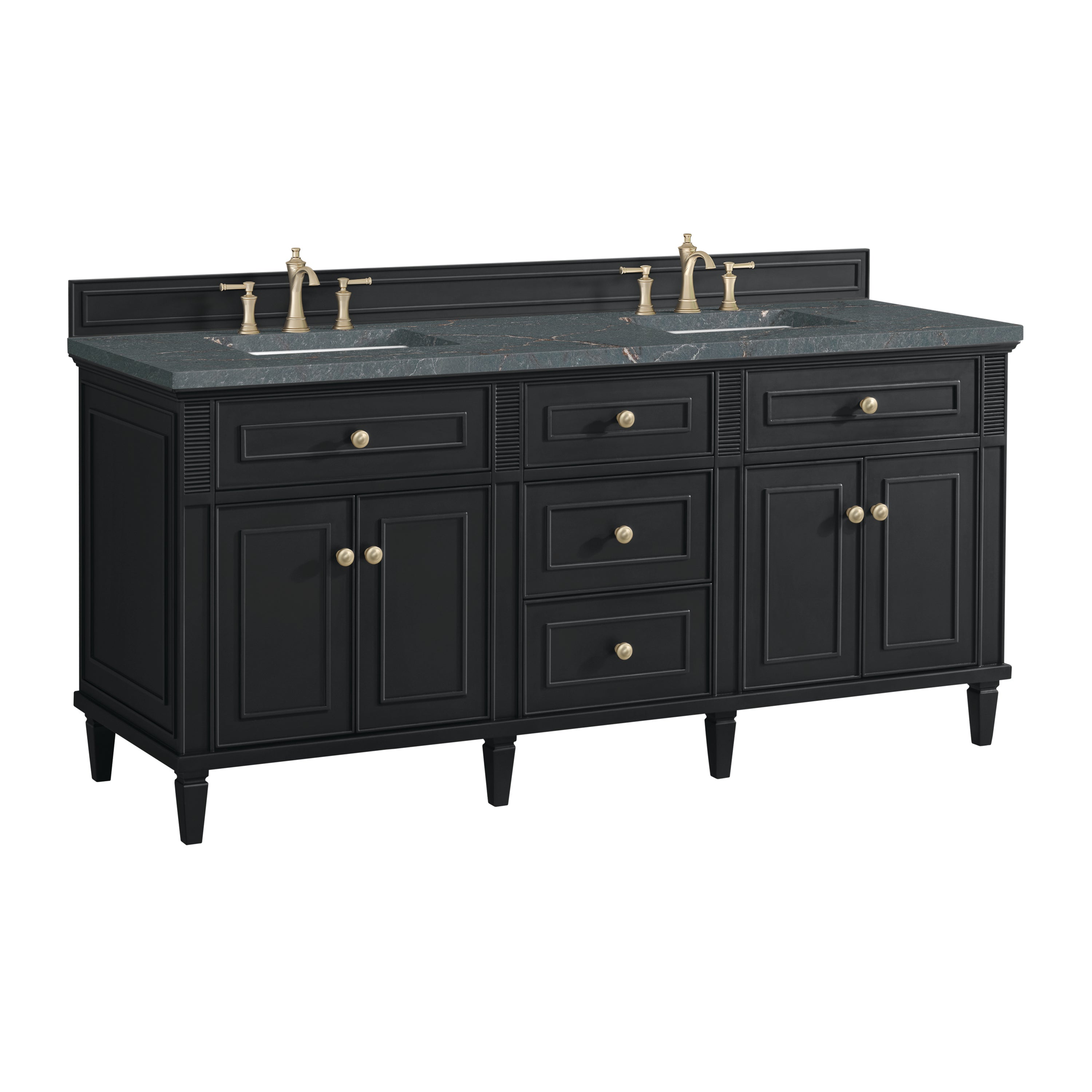 James Martin Lorelai 72" Double Vanity in Black Onyx with 3cm Countertop and FreePower Wireless Charger