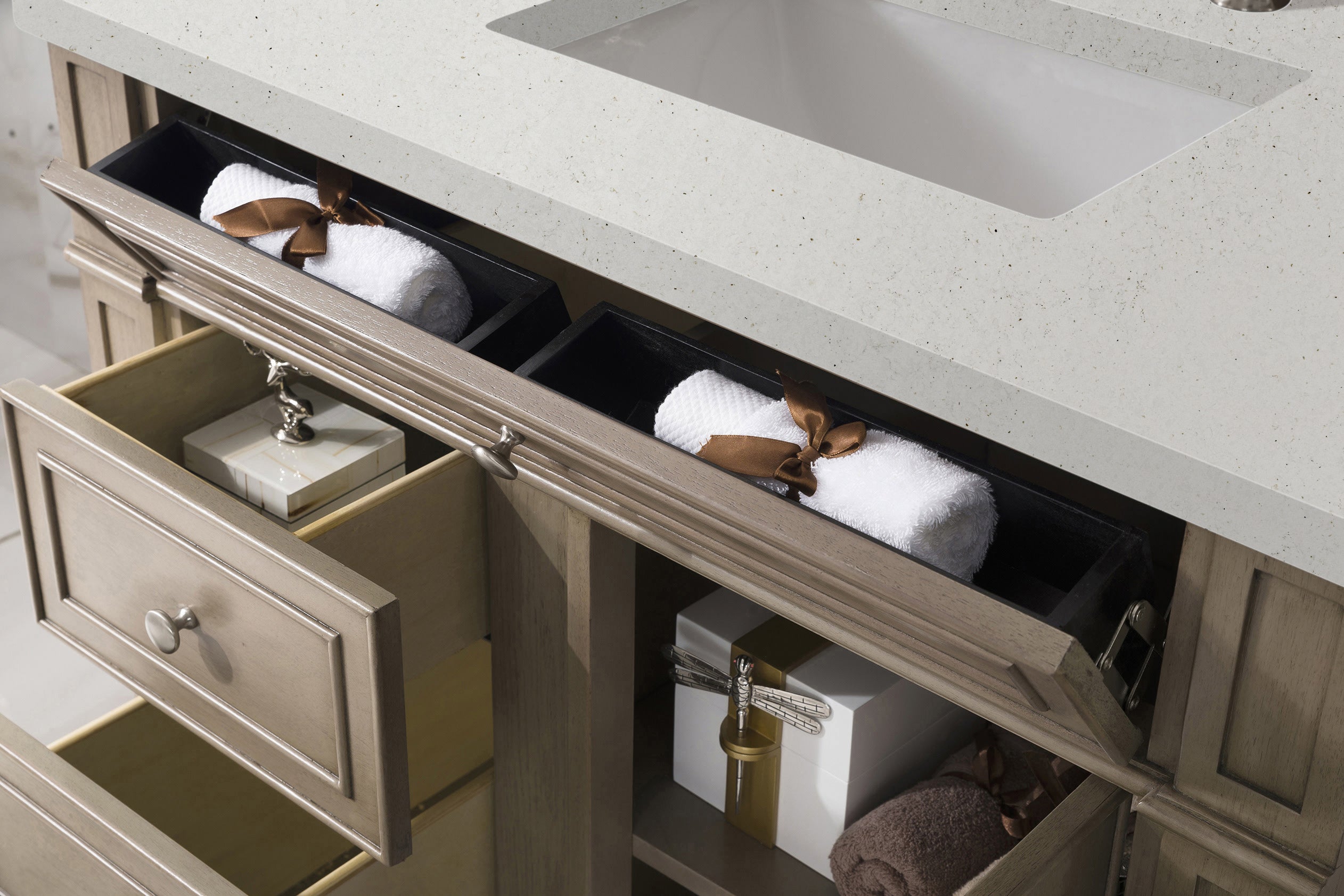 James Martin Bristol 36" Single Vanity in Whitewashed Walnut with 3cm Countertop