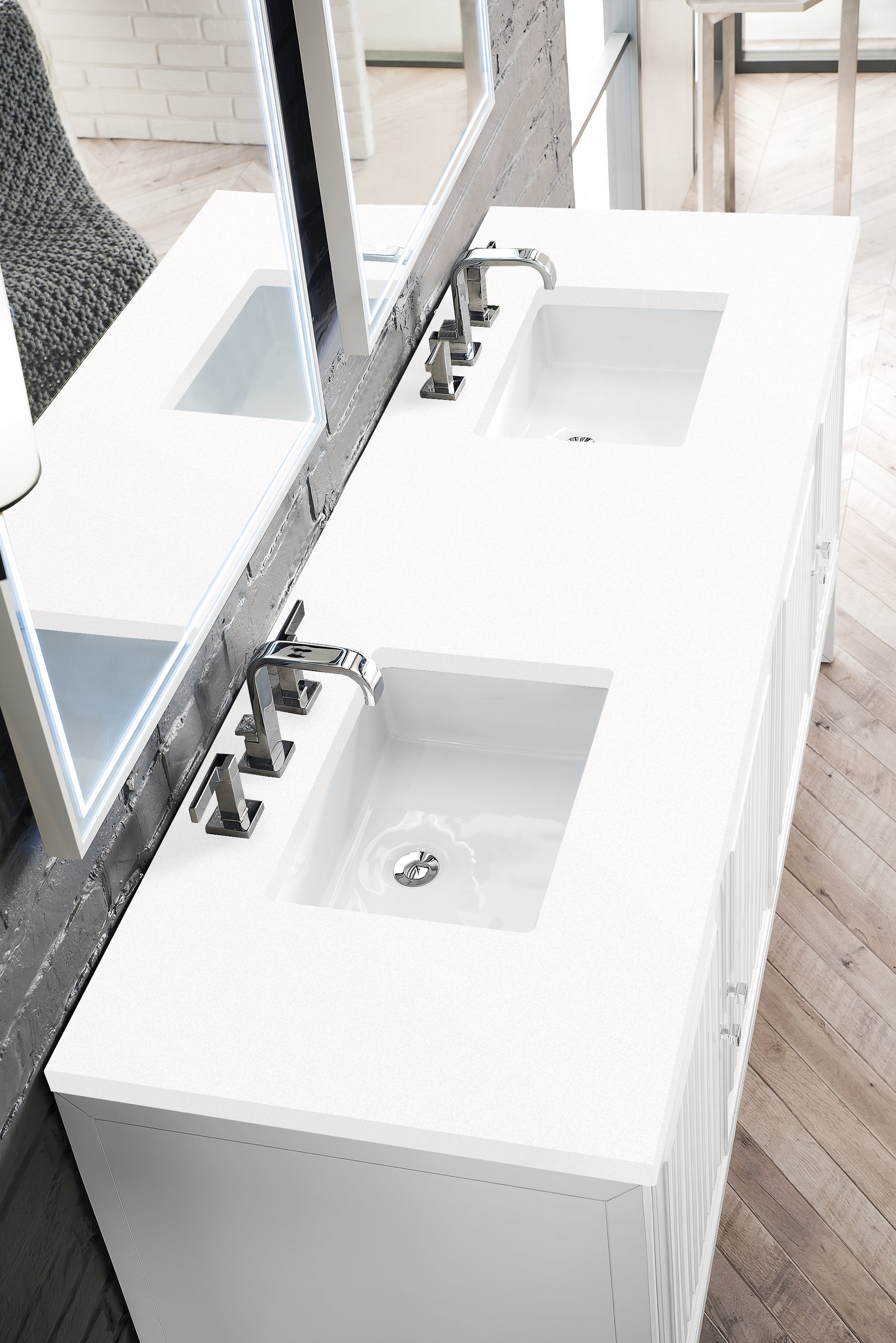 James Martin Athens 72" Double Vanity in Glossy White with 3cm Countertop
