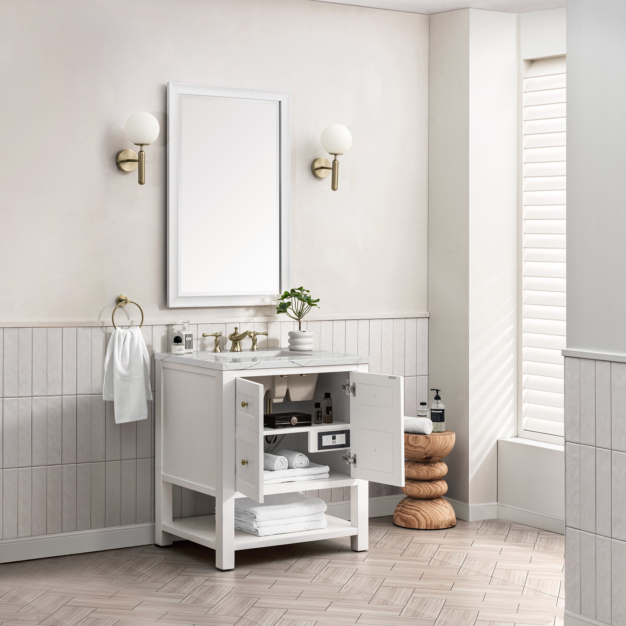 James Martin Breckenridge 30" Single Vanity in Bright White with 3cm Countertop