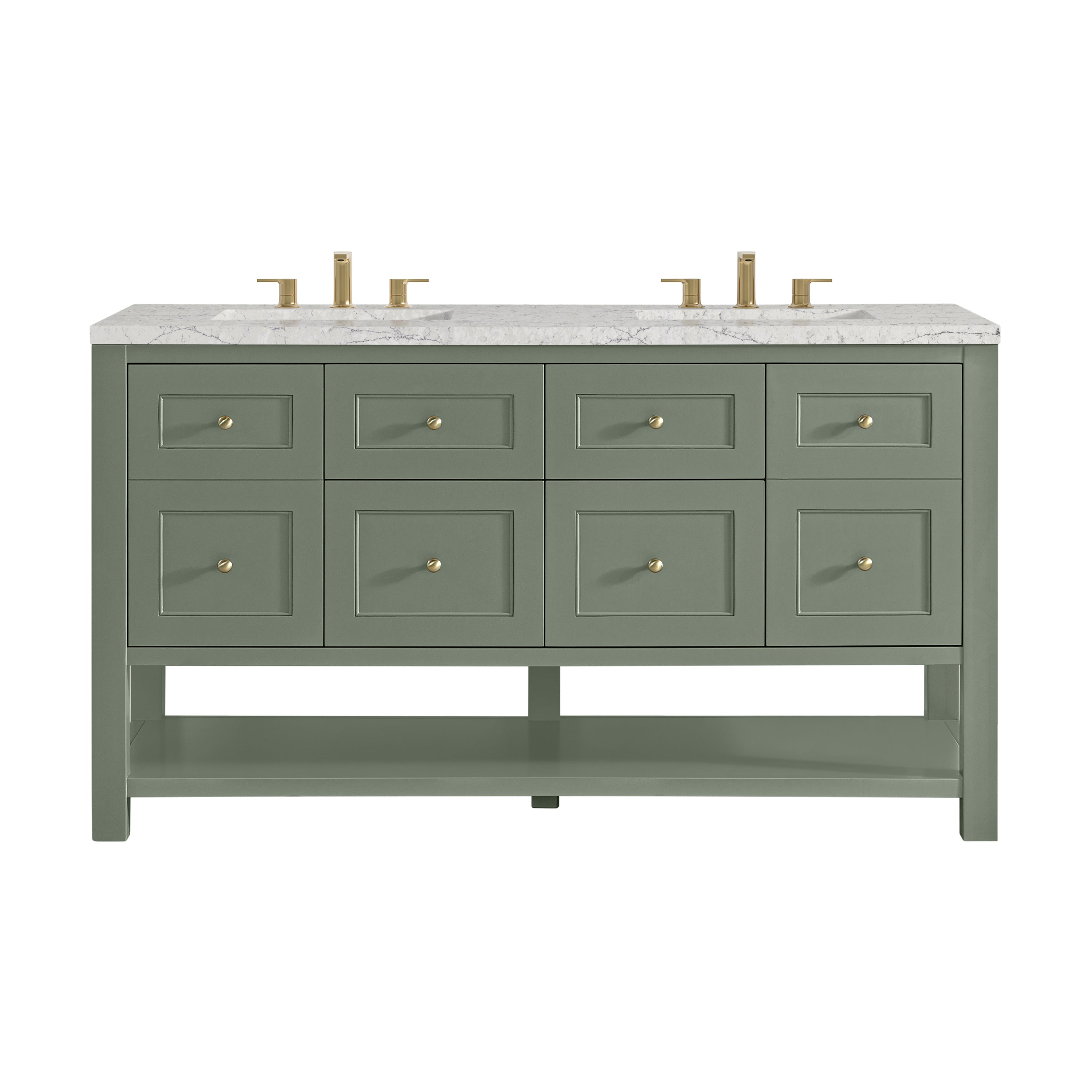 James Martin Breckenridge 60" Double Vanity in Smokey Celadon with 3cm Countertop