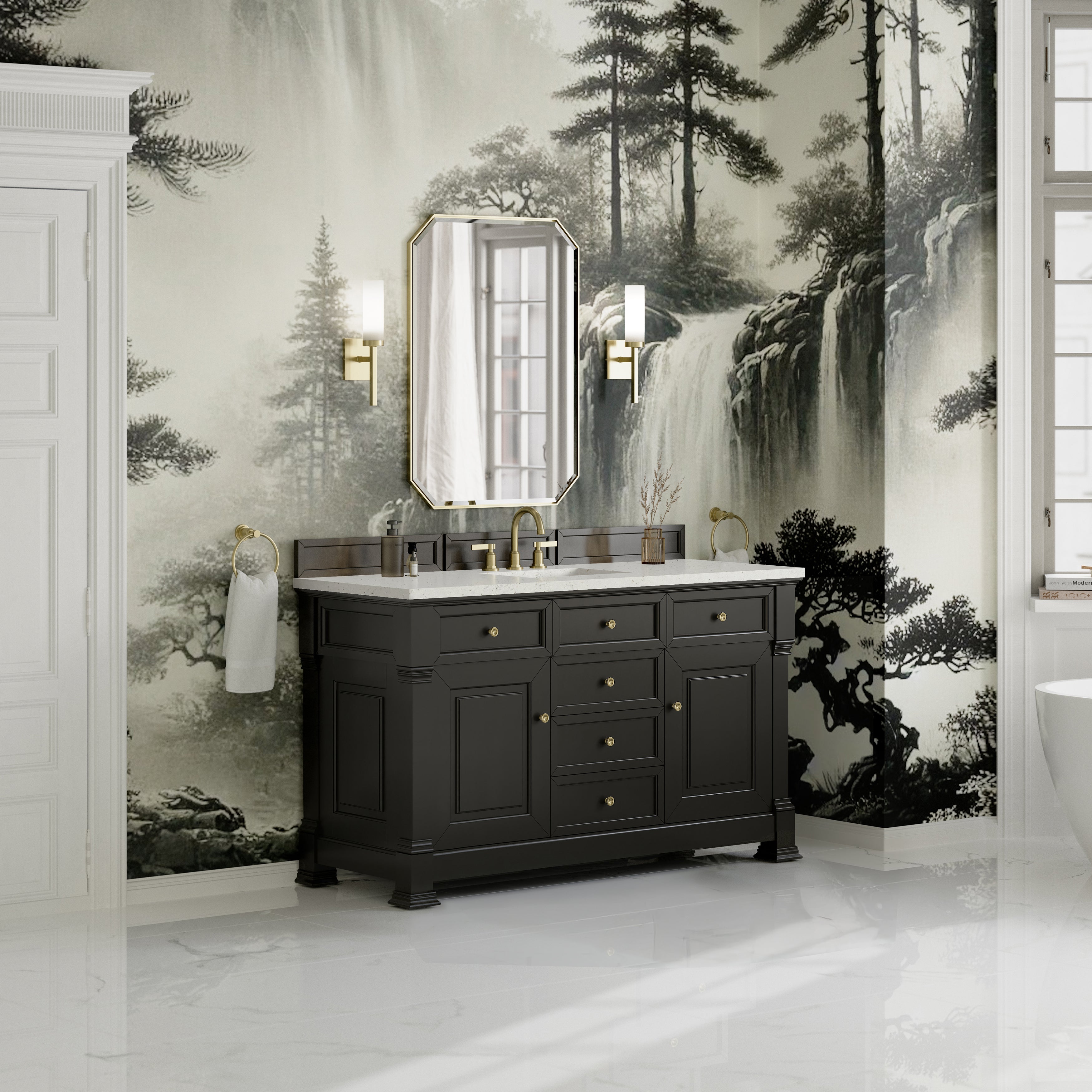 James Martin Brookfield 60" Single Vanity in Black Onyx with 3cm Countertop
