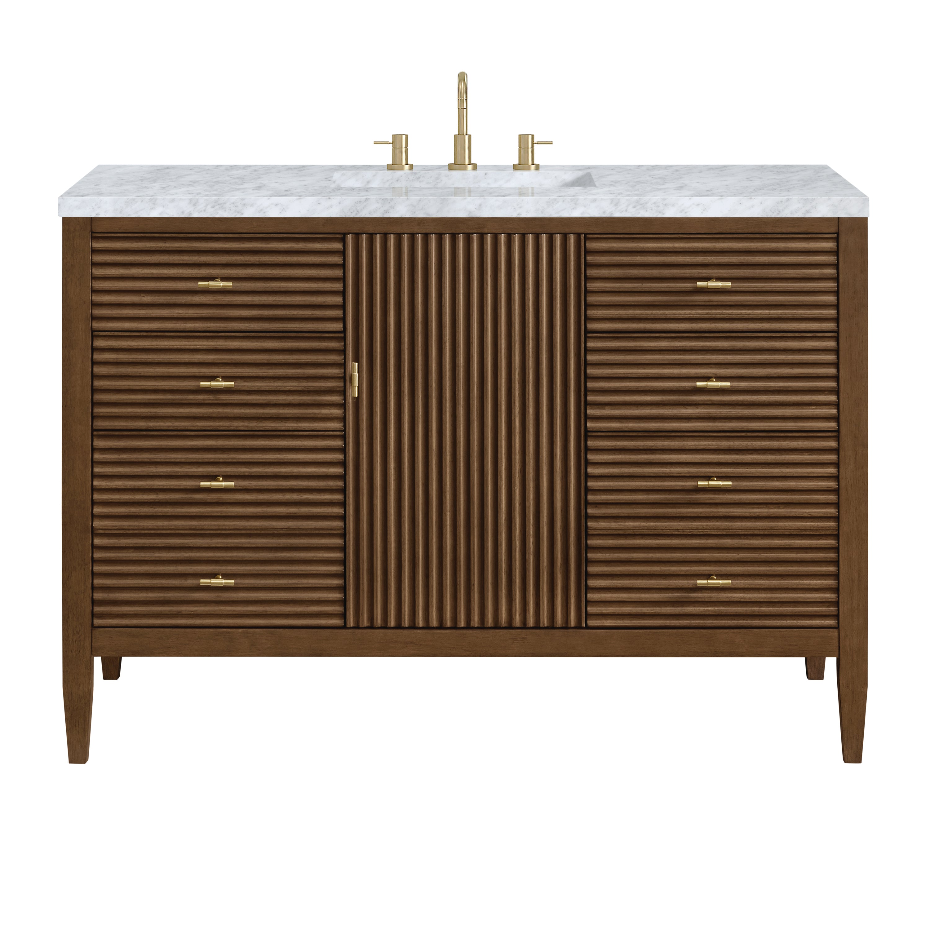 James Martin Myrrin 48" Single Vanity in Mid Century Walnut with 3cm Countertop