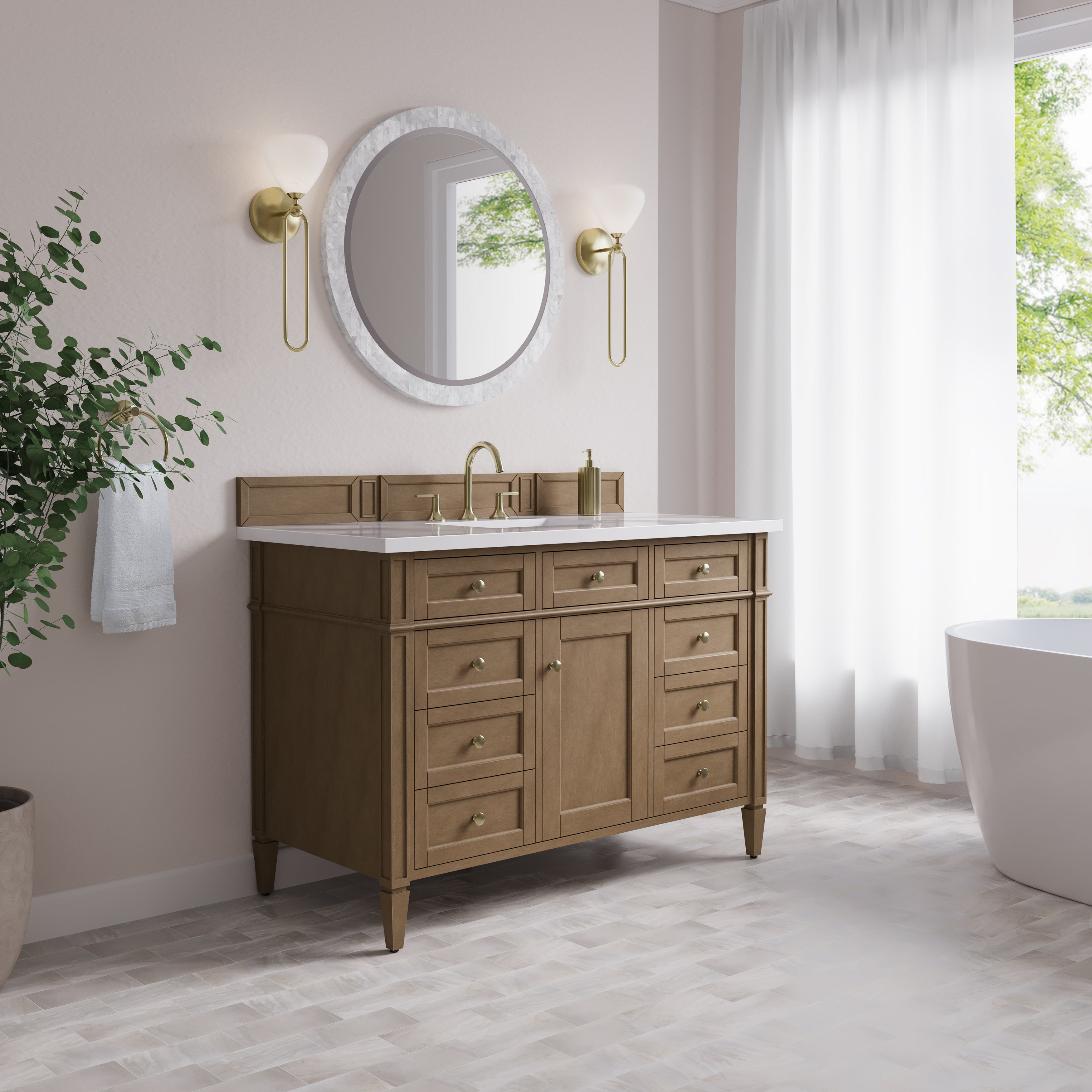 James Martin Brittany 48" Single Vanity in Pecan with 3cm Countertop
