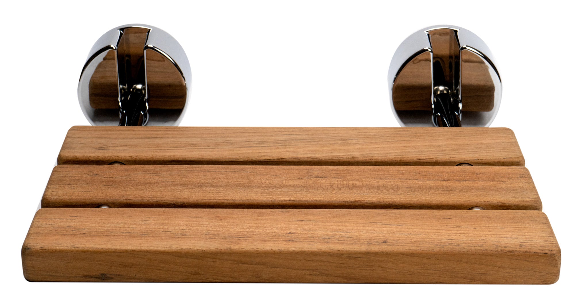 ALFI brand ABS16R 16" Wide Foldable Teak Shower Seat with Round Hardware