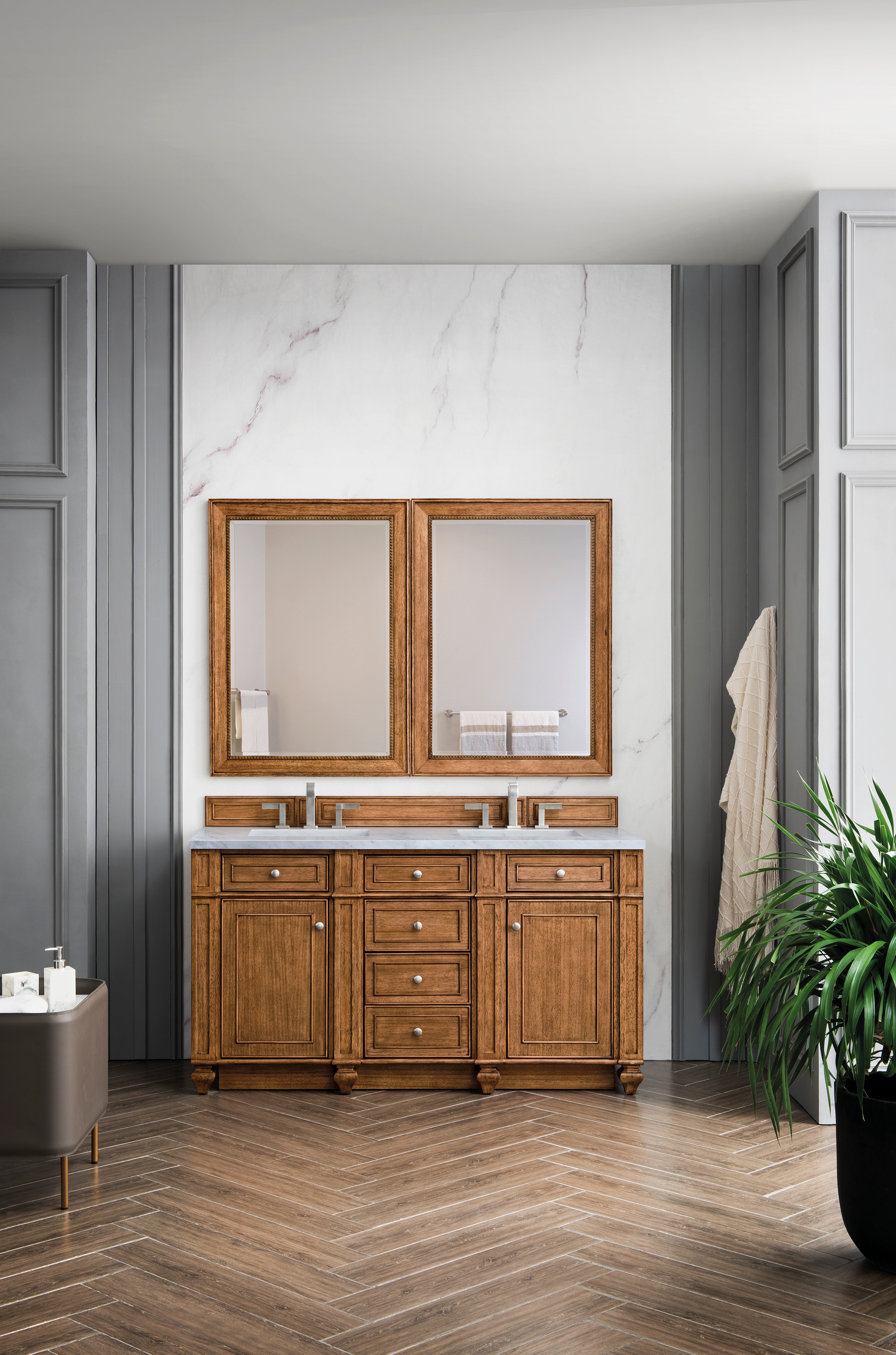 James Martin Bristol 60" Double Vanity in Saddle Brown with 3cm Countertop