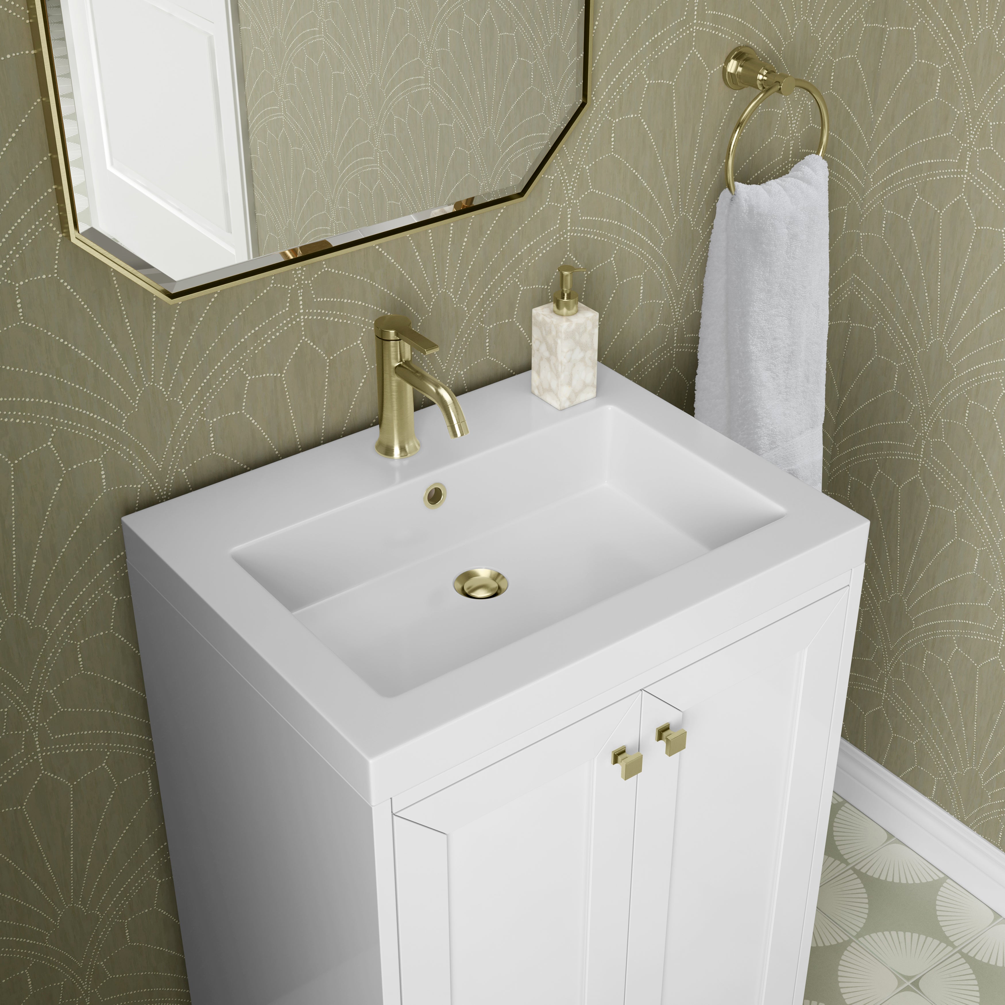James Martin Chianti 24" Single Vanity in Glossy White with White Glossy Composite Stone Top