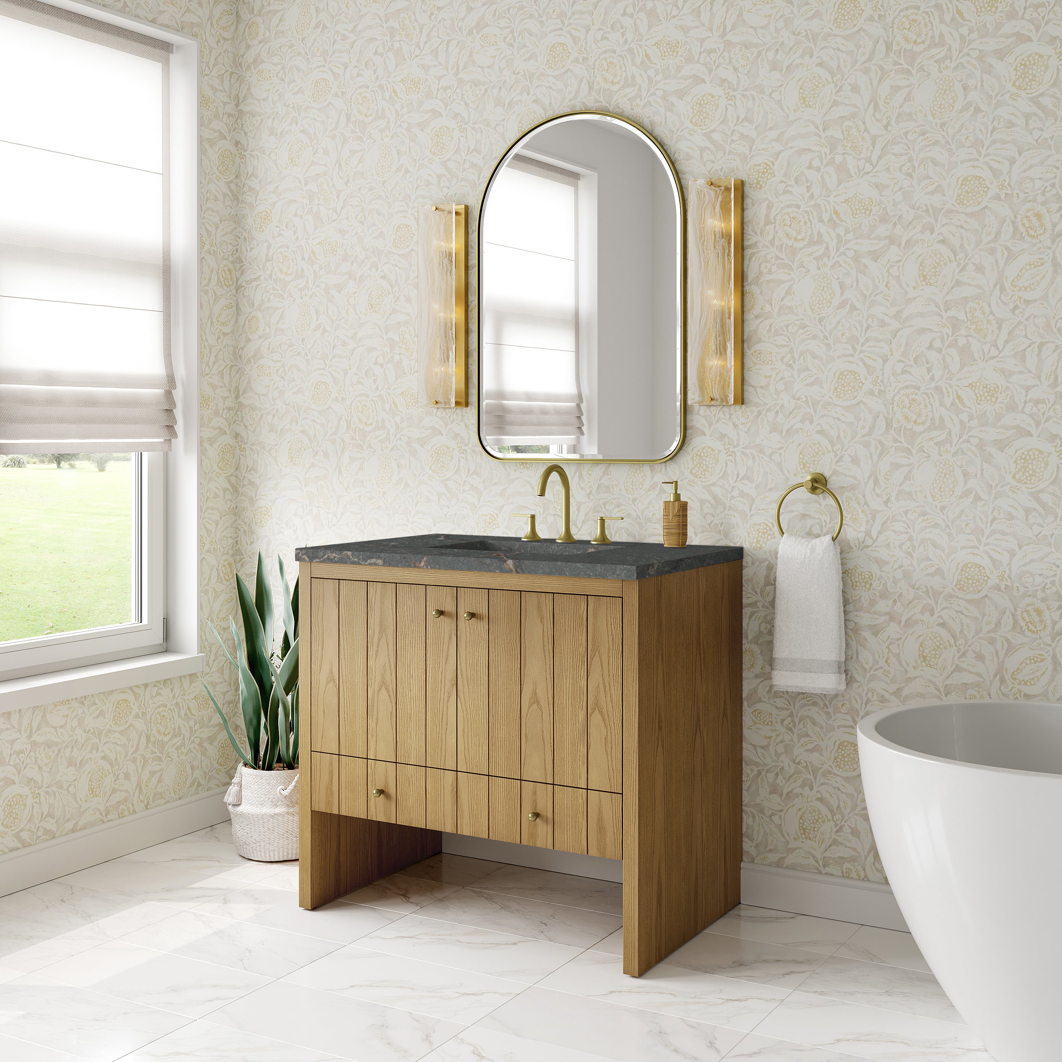 James Martin Hudson 36" Single Vanity in Light Natural Oak with 3cm Countertop