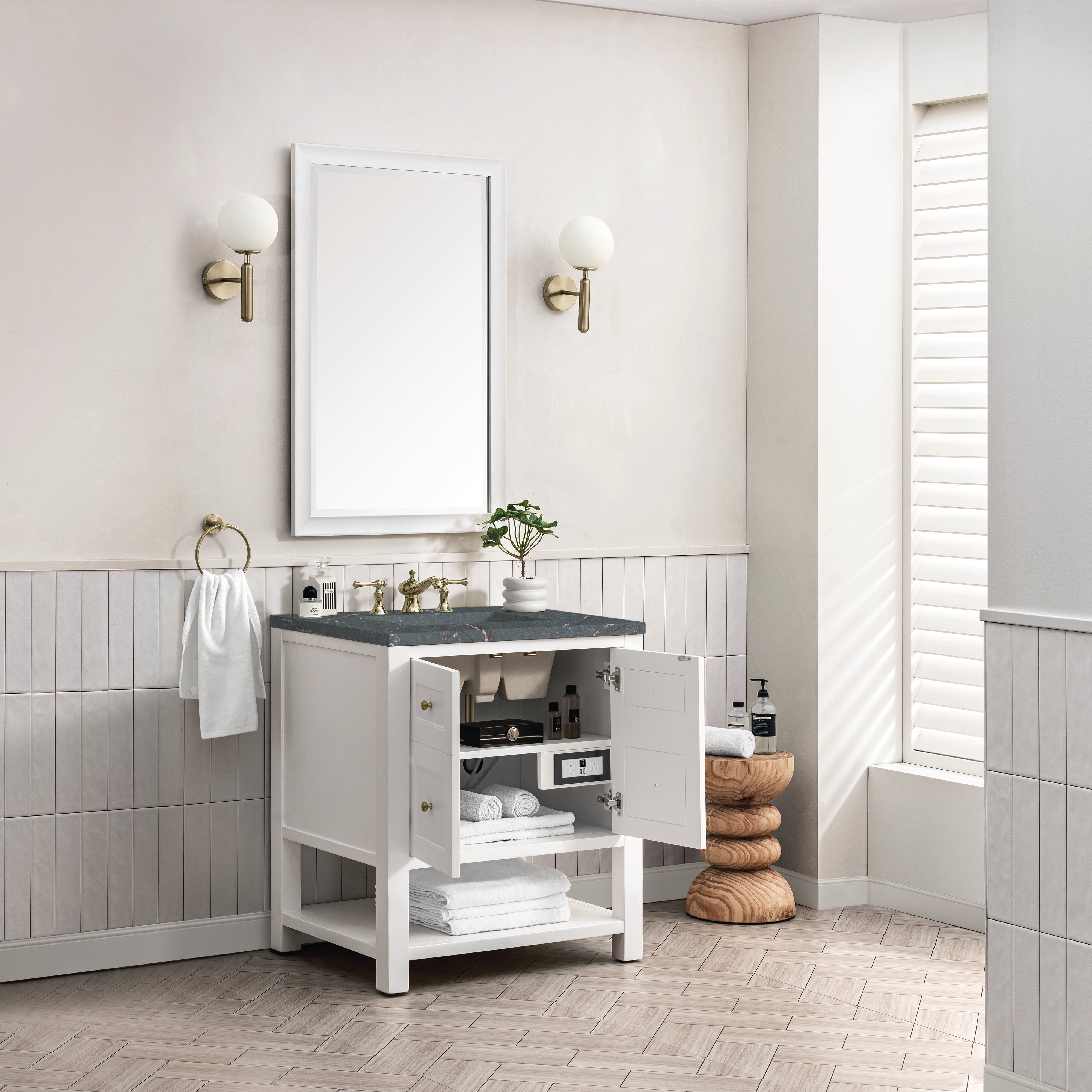 James Martin Breckenridge 30" Single Vanity in Bright White with 3cm Countertop
