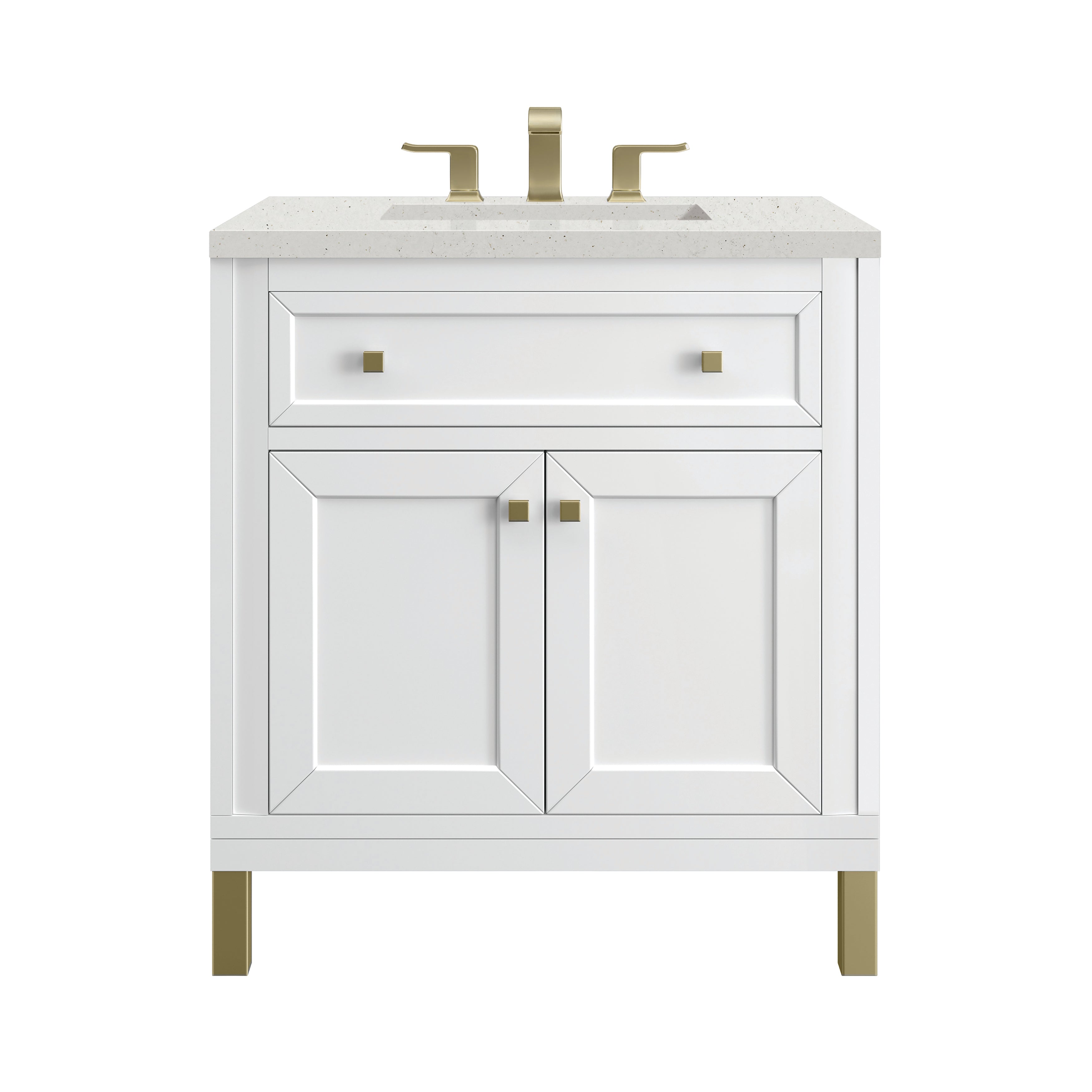 James Martin Chicago 30" Single Vanity in Glossy White with 3cm Countertop