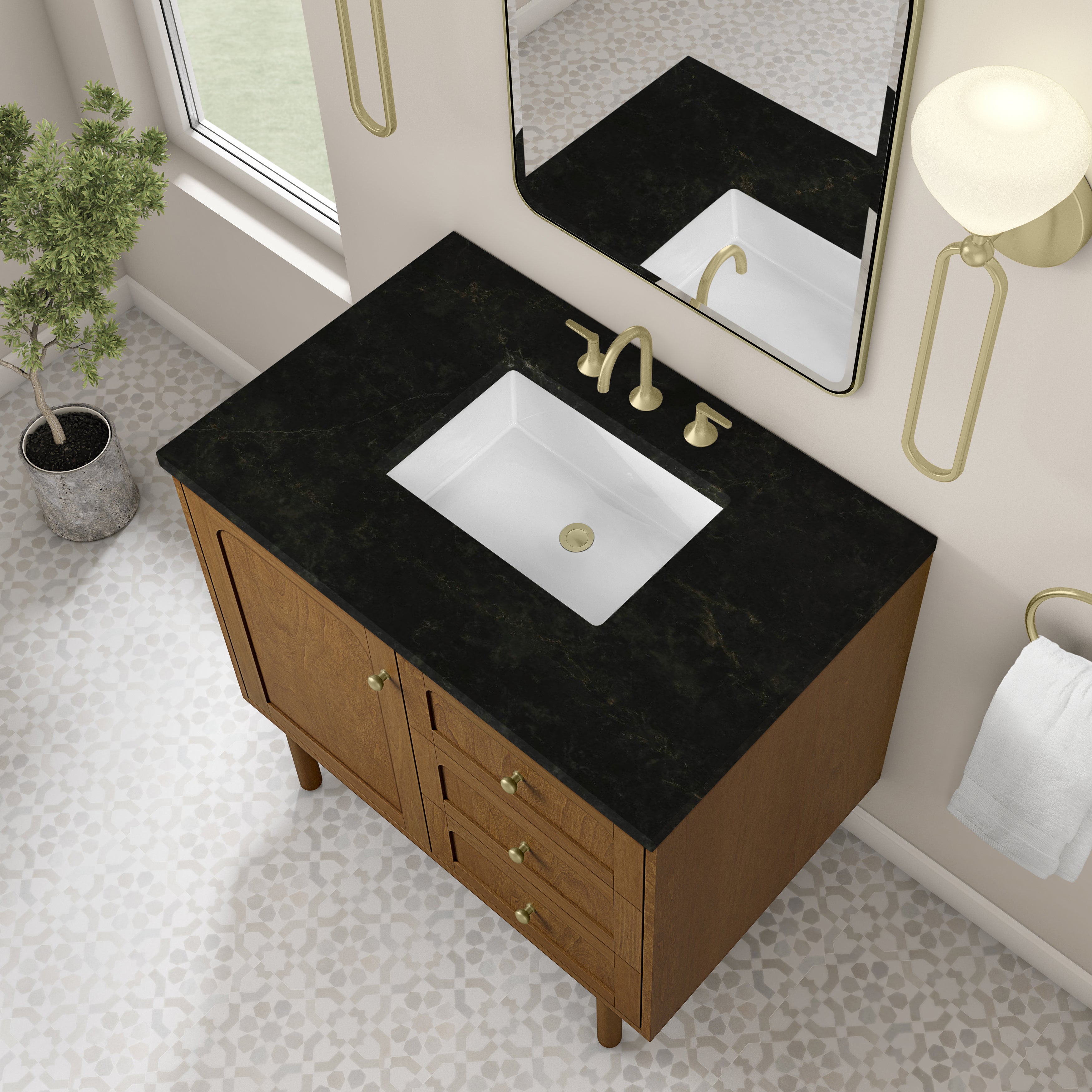 James Martin Laurent 36" Single Vanity in Honey Oak with 3cm Countertop