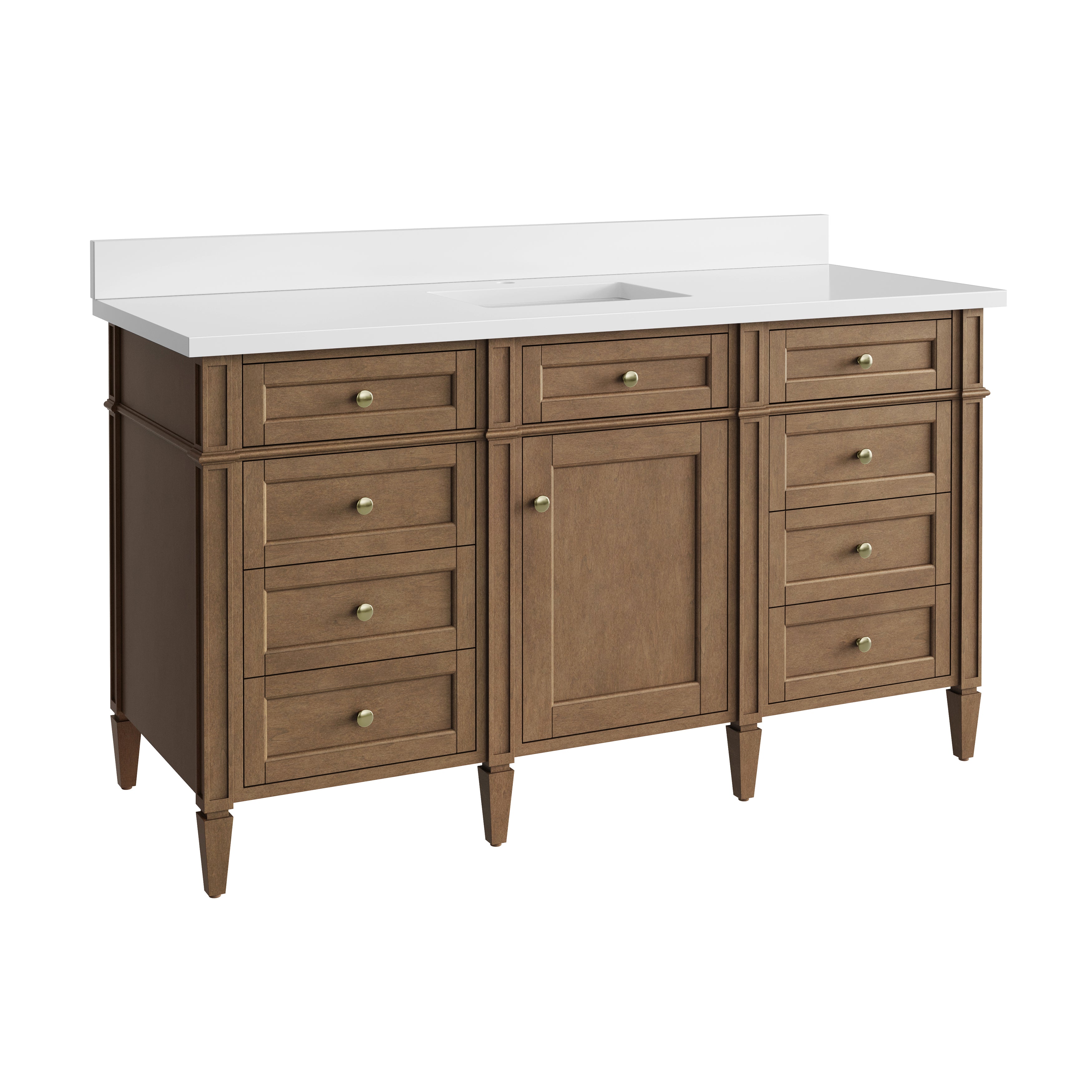 James Martin Brittany 60" Single Vanity in Pecan with 3cm Countertop
