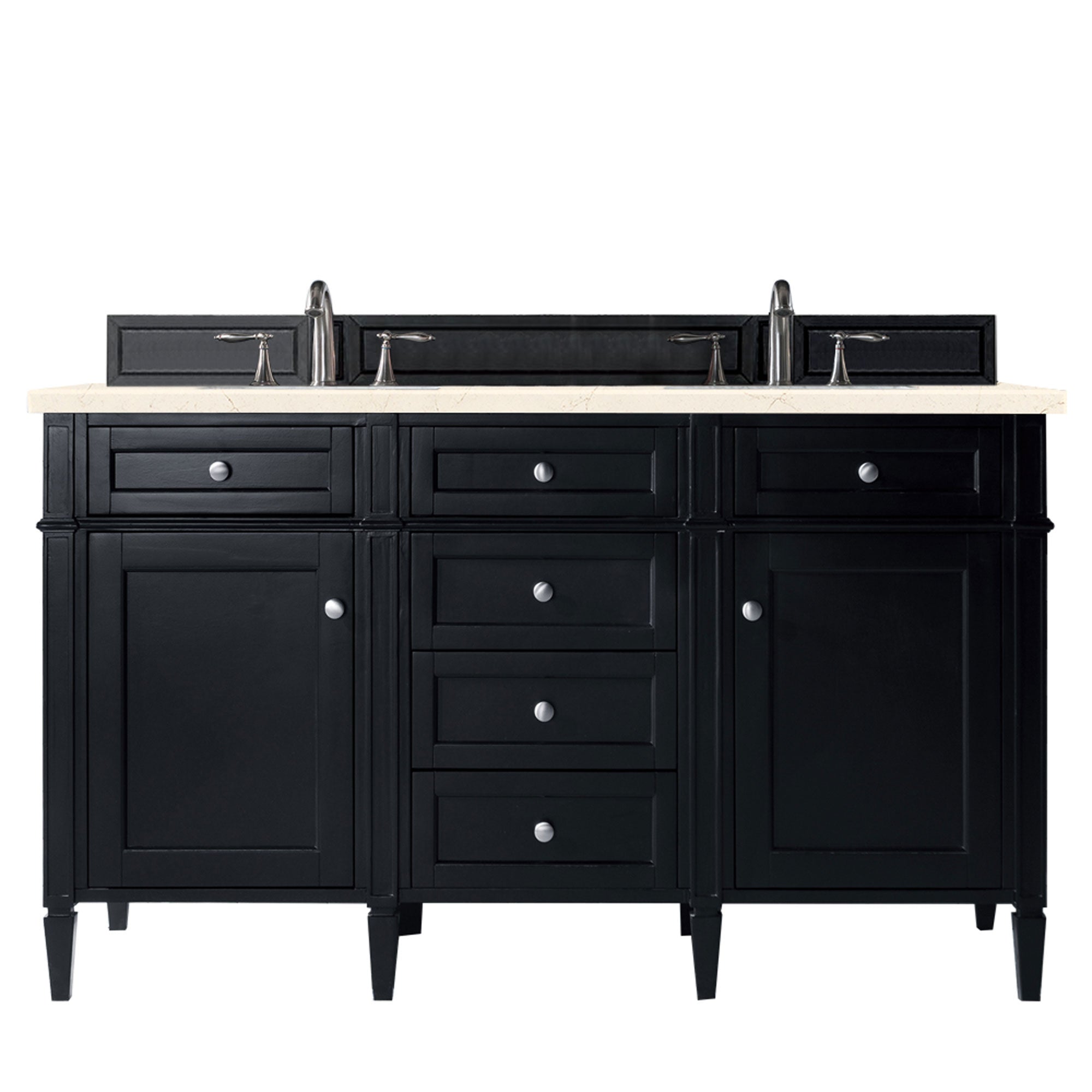 James Martin Brittany 60" Double Vanity in Black Onyx with 3cm Countertop