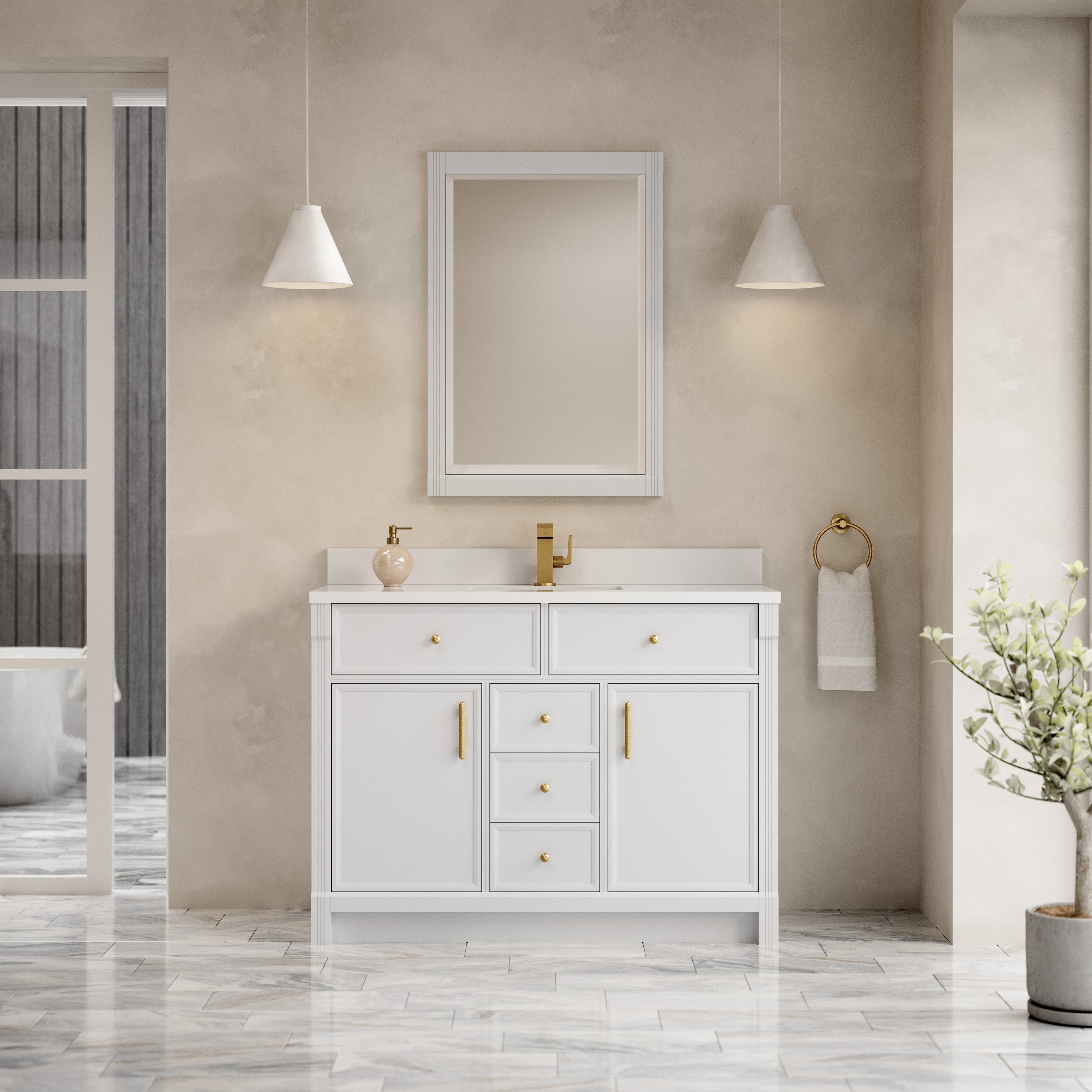 James Martin Bellshire 48" Single Vanity in Bright White with 3cm Countertop