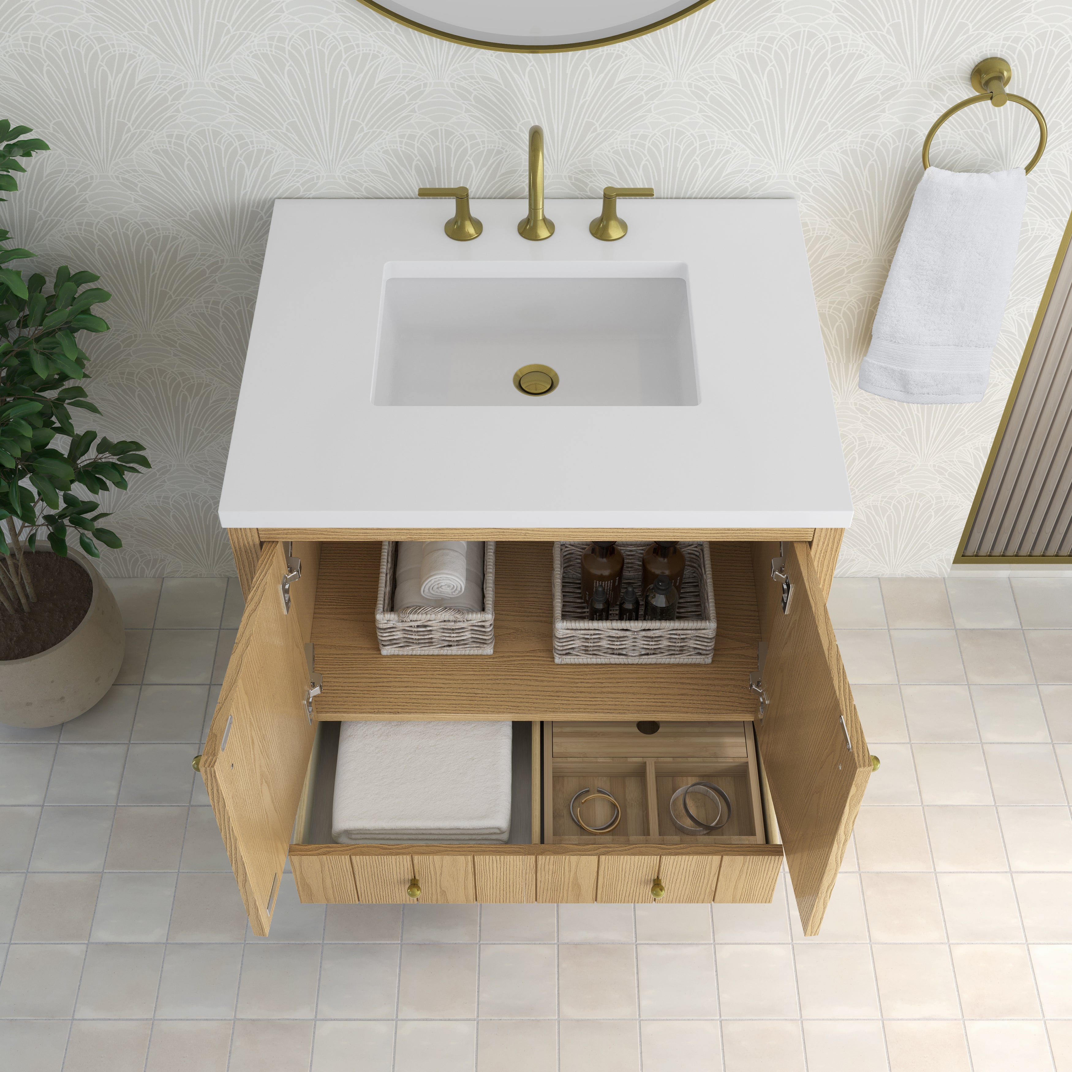 James Martin Hudson 30" Single Vanity in Light Natural Oak with 3cm Countertop